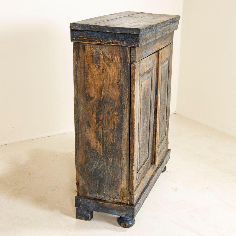 Early 19th Century Rustic Original Blue Painted Narrow Cabinet Sideboard 2