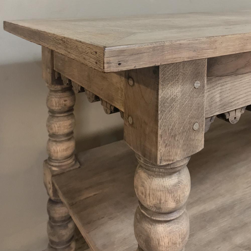 Early 19th Century Rustic Renaissance Stripped Oak Counter, Drapery Table 7