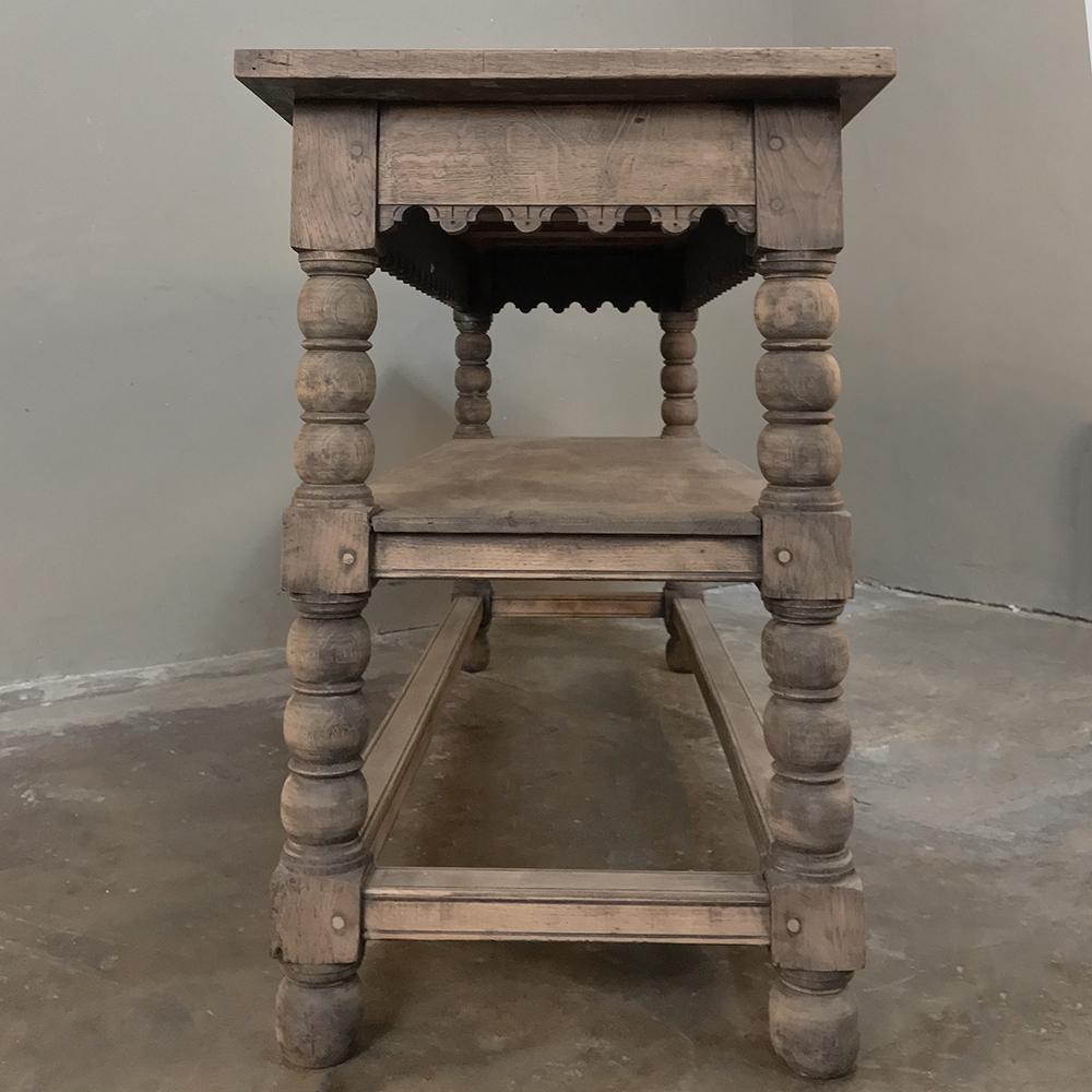 Early 19th Century Rustic Renaissance Stripped Oak Counter, Drapery Table 3