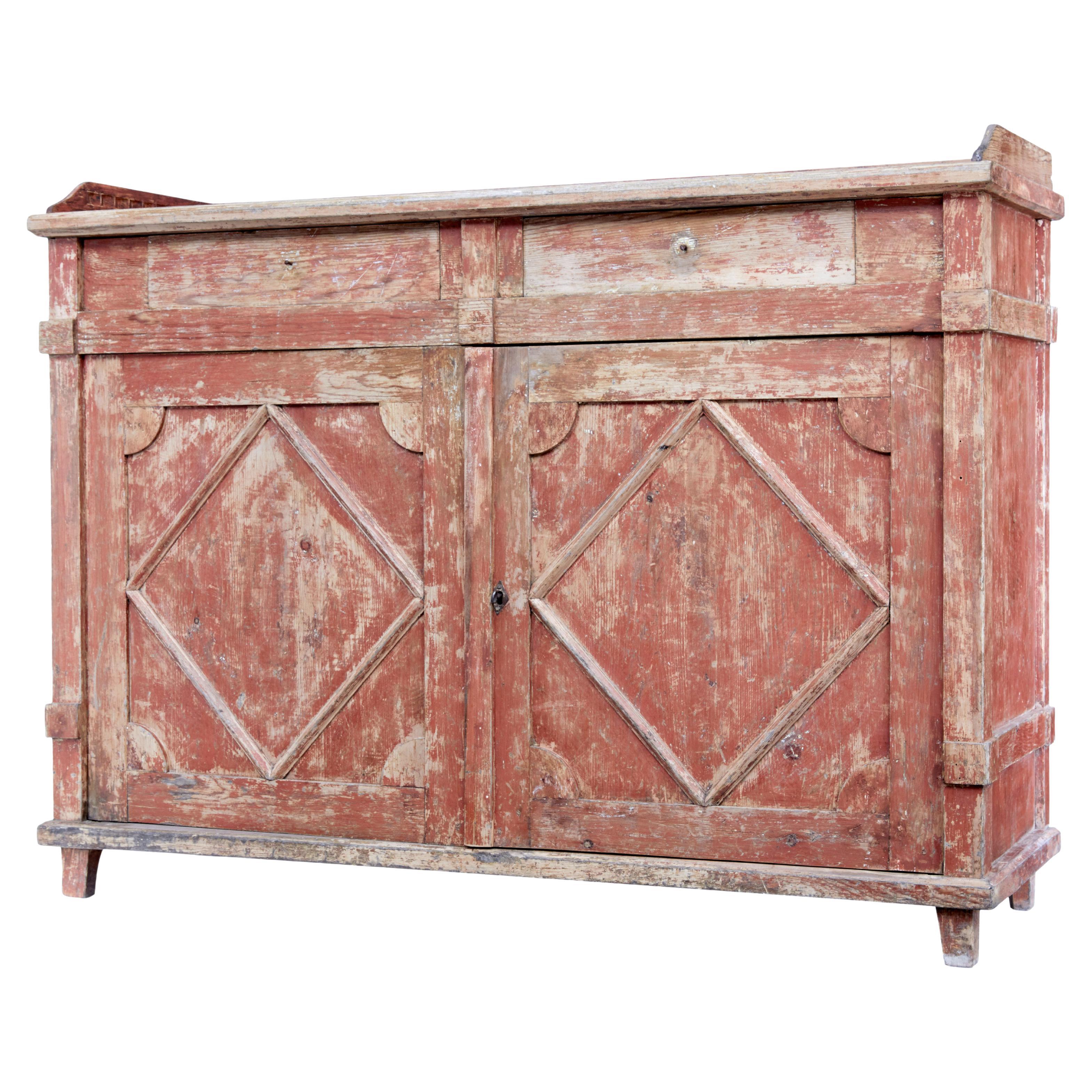 Antique Pinewood Distress Painted Sideboard Server Primitive Rustic