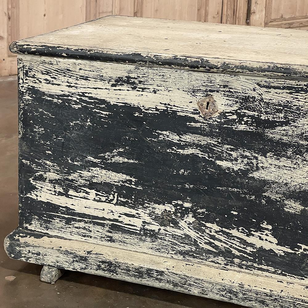 Early 19th Century Rustic Swedish Painted Trunk ~ Blanket Chest ~ Coffee Table For Sale 8