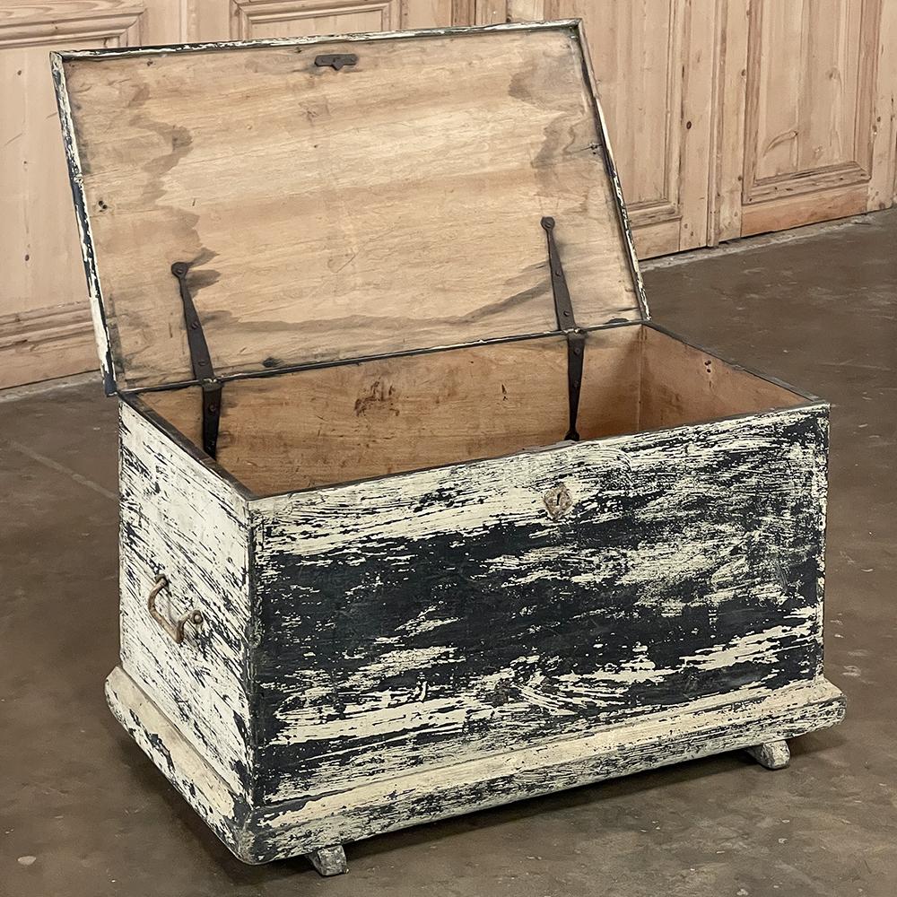 Early 19th Century Rustic Swedish Painted Trunk ~ Blanket Chest ~ Coffee Table For Sale 9