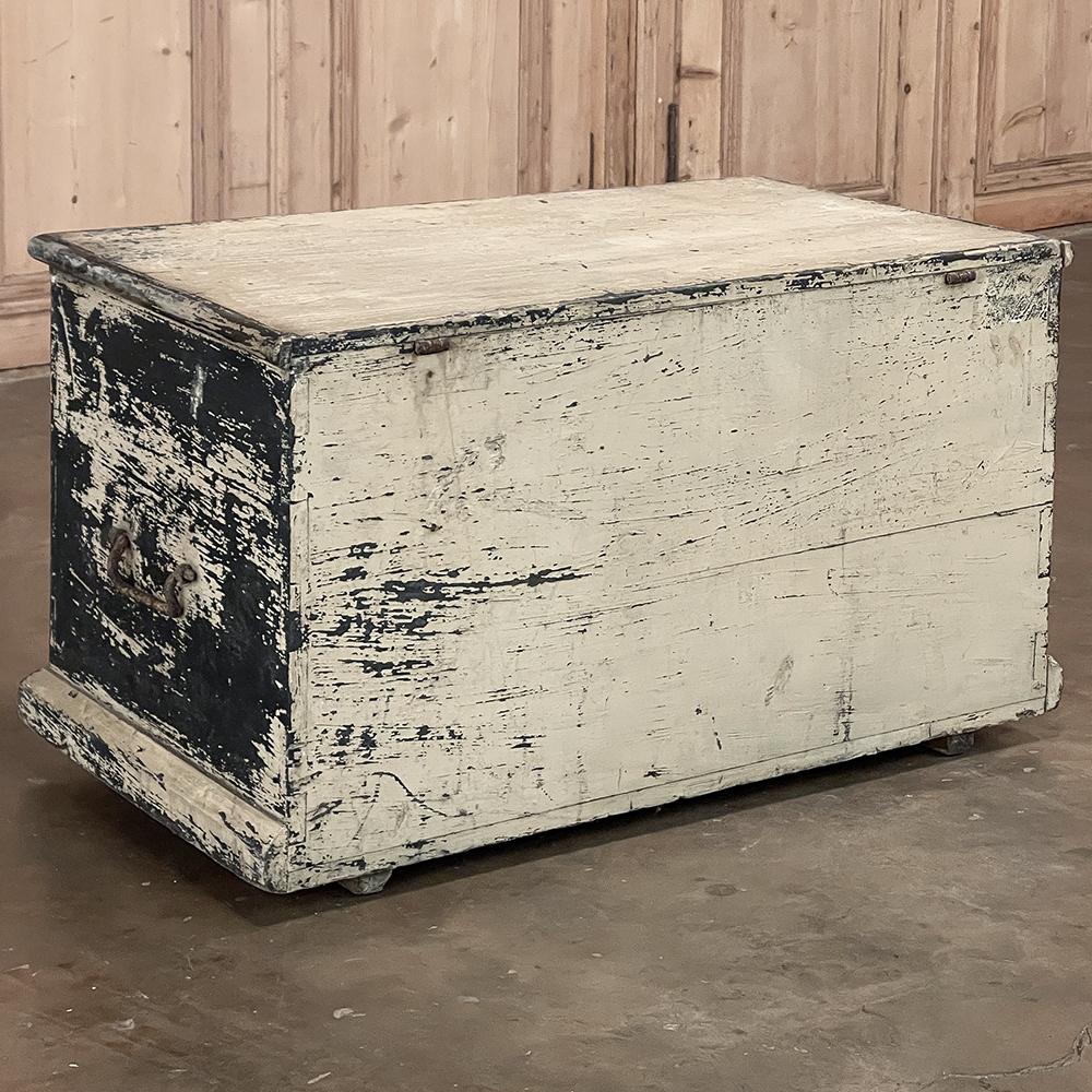 Early 19th Century Rustic Swedish Painted Trunk ~ Blanket Chest ~ Coffee Table For Sale 10