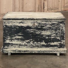 Early 19th Century Rustic Swedish Painted Trunk ~ Blanket Chest ~ Coffee Table
