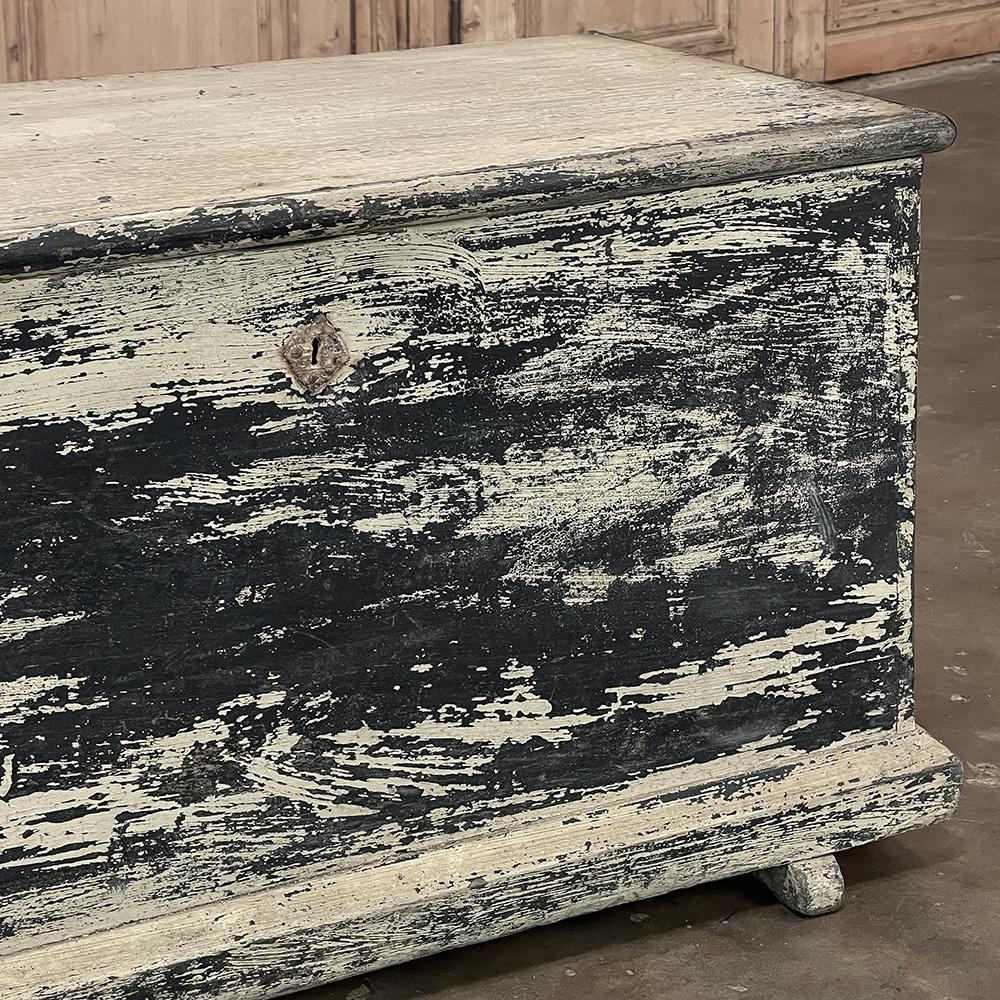 Early 19th Century Rustic Swedish Painted Trunk ~ Blanket Chest ~ Coffee Table For Sale 4