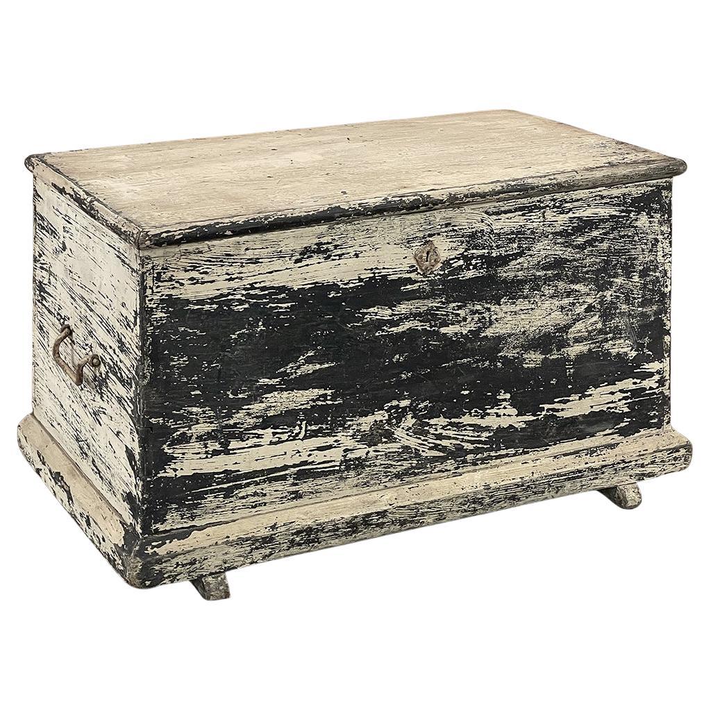 Early 19th Century Rustic Swedish Painted Trunk ~ Blanket Chest ~ Coffee Table For Sale