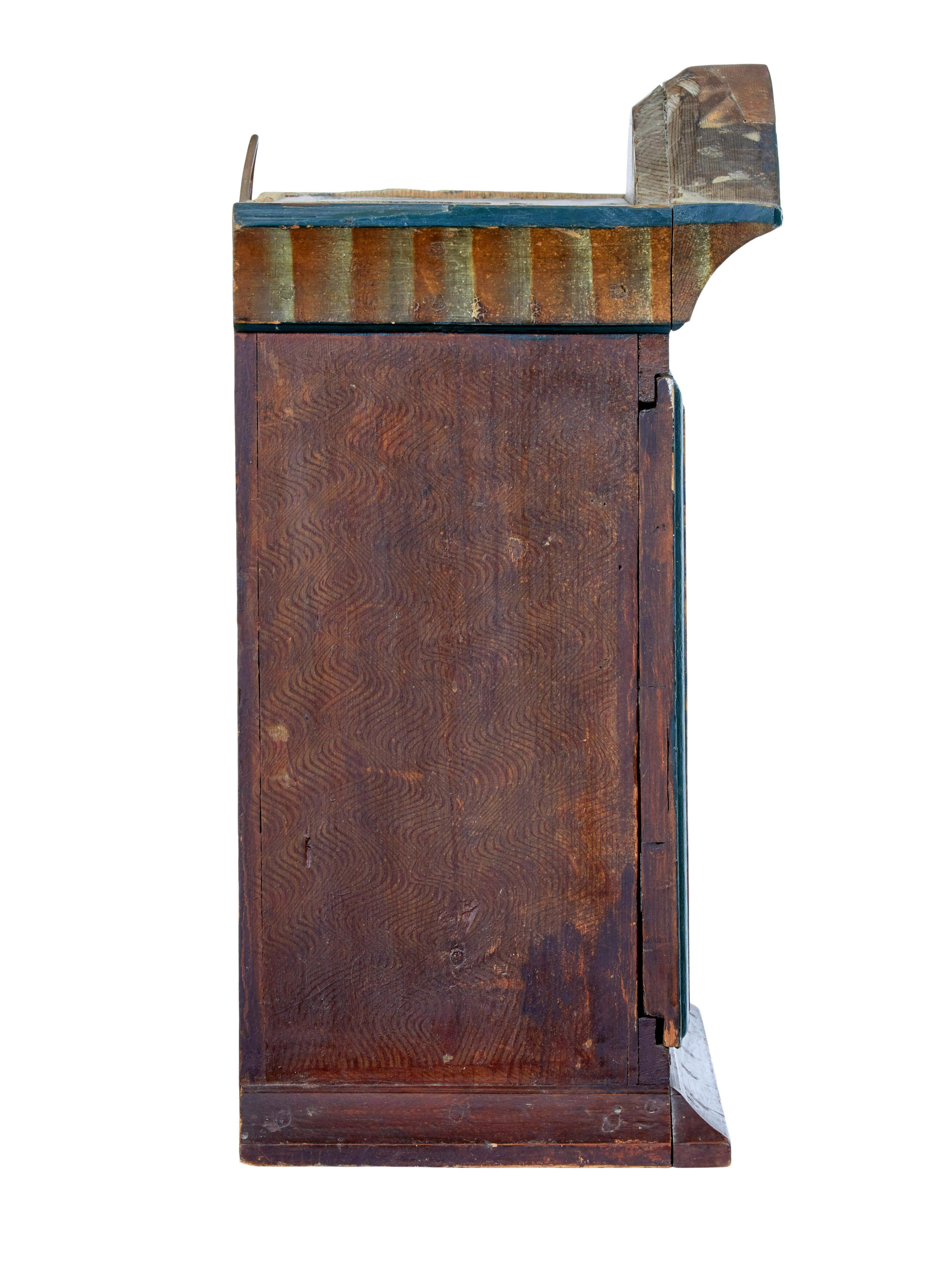 Folk Art Early 19th century rustic Swedish painted wall cupboard For Sale