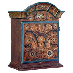 Early 19th century rustic Swedish painted wall cupboard