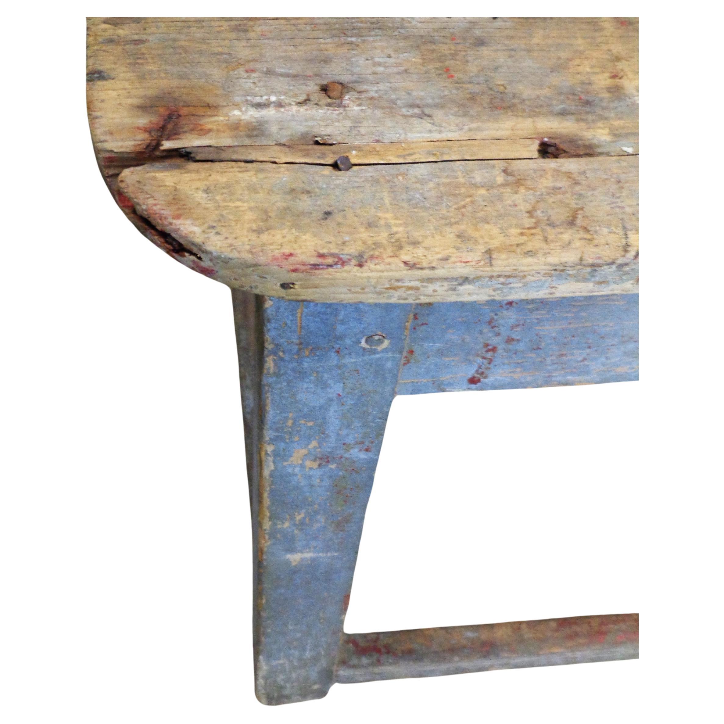  Early 19th Century Original Blue Painted Rustic Work Table  For Sale 1
