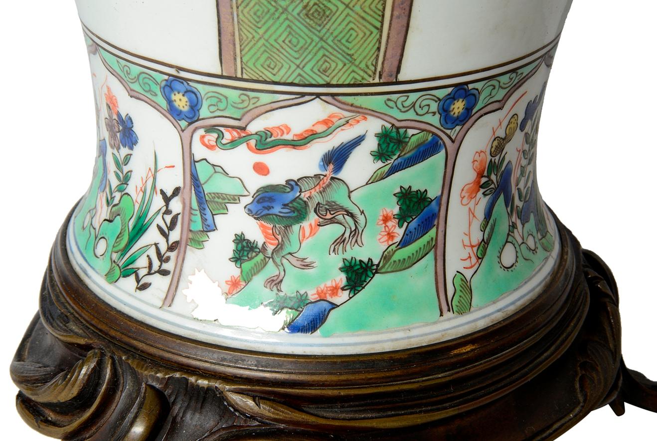 Frühes 19. Jahrhundert Samson Famille Verte Stil Deckelvase / Lampe im Angebot 4