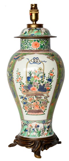 Early 19th Century Samson Famille Verte Style Lidded Vase / Lamp