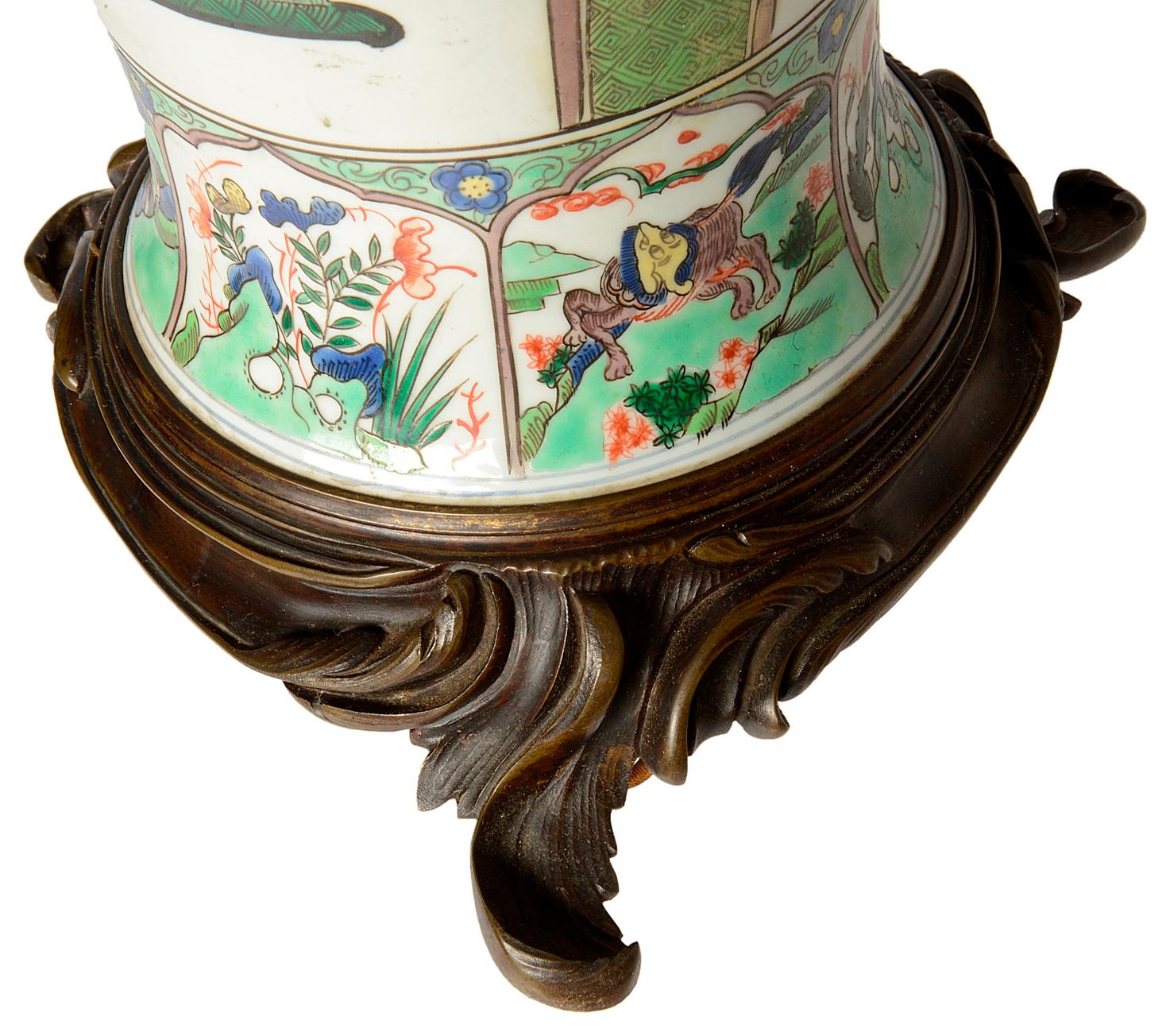 Early 19th Century Samson Famille Verte Style Lidded Vase / Lamp For Sale 2