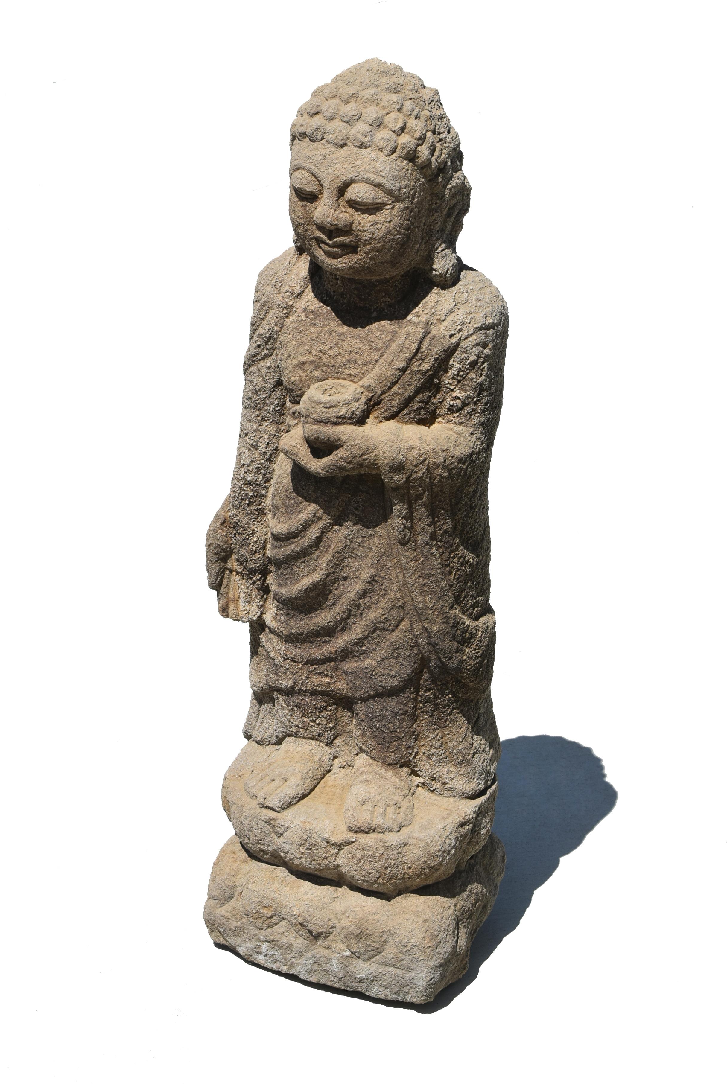 Hand-Carved Early 19th Century Sandstone Buddha