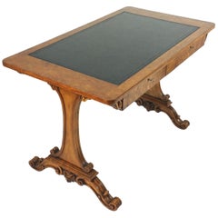 Antique Early 19th Century Satin Birch 2-Drawer Library Table