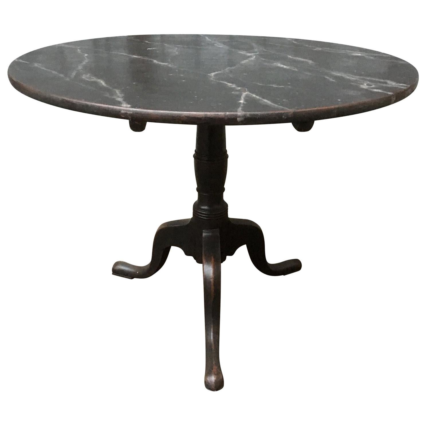 Early 19th Century Scandinavia Faux Marble Gustavian Tilt-Top Table, Sweden