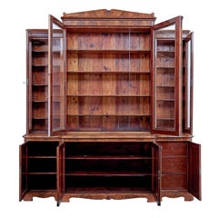 Early 19th Century Scandinavian Empire Flame Mahogany Breakfront Bookcase