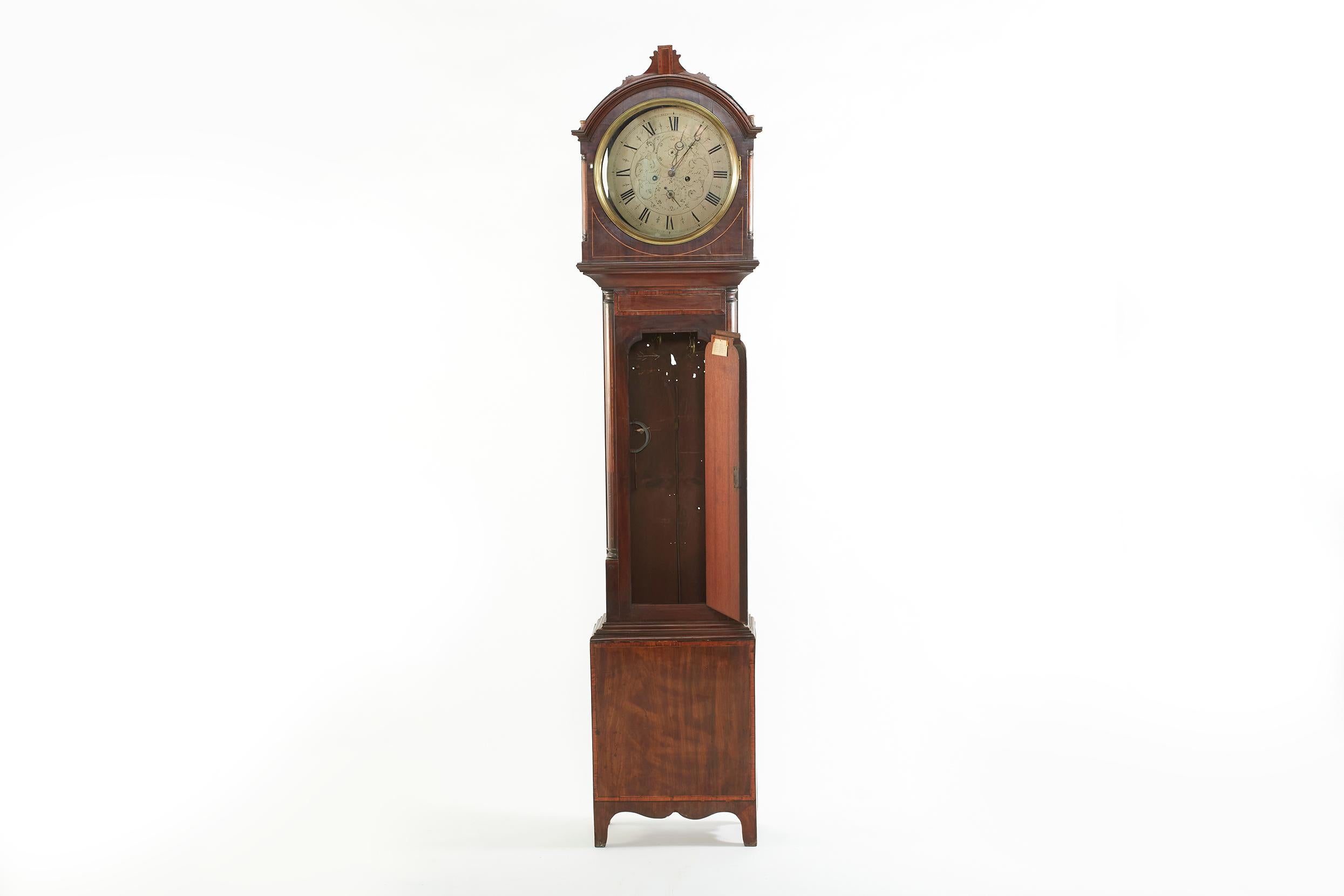 18th Century Scottish Drumhead Tall Case Clock In Good Condition For Sale In Tarry Town, NY