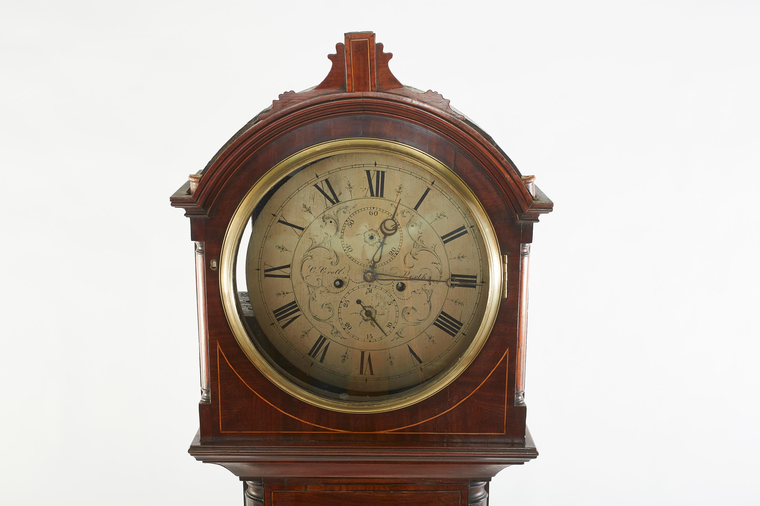 Late 18th Century 18th Century Scottish Drumhead Tall Case Clock For Sale