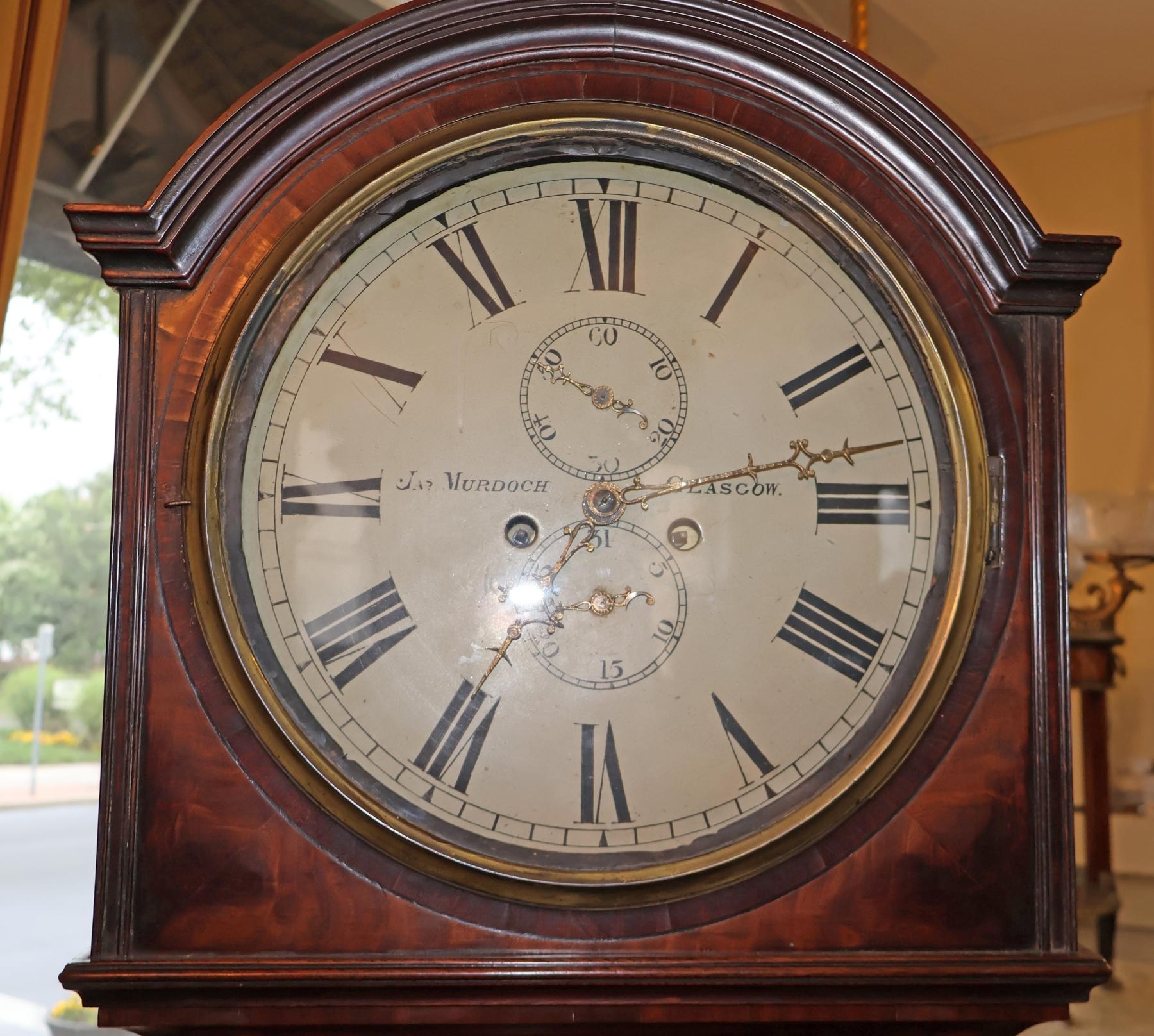 Early 19th Century Scottish Drumhead Tall Case Grandfather Clock Circa 1830 For Sale 7