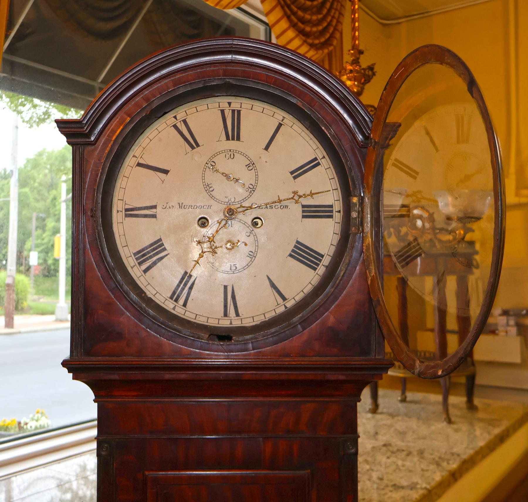 Early 19th Century Scottish Drumhead Tall Case Grandfather Clock Circa 1830 For Sale 8
