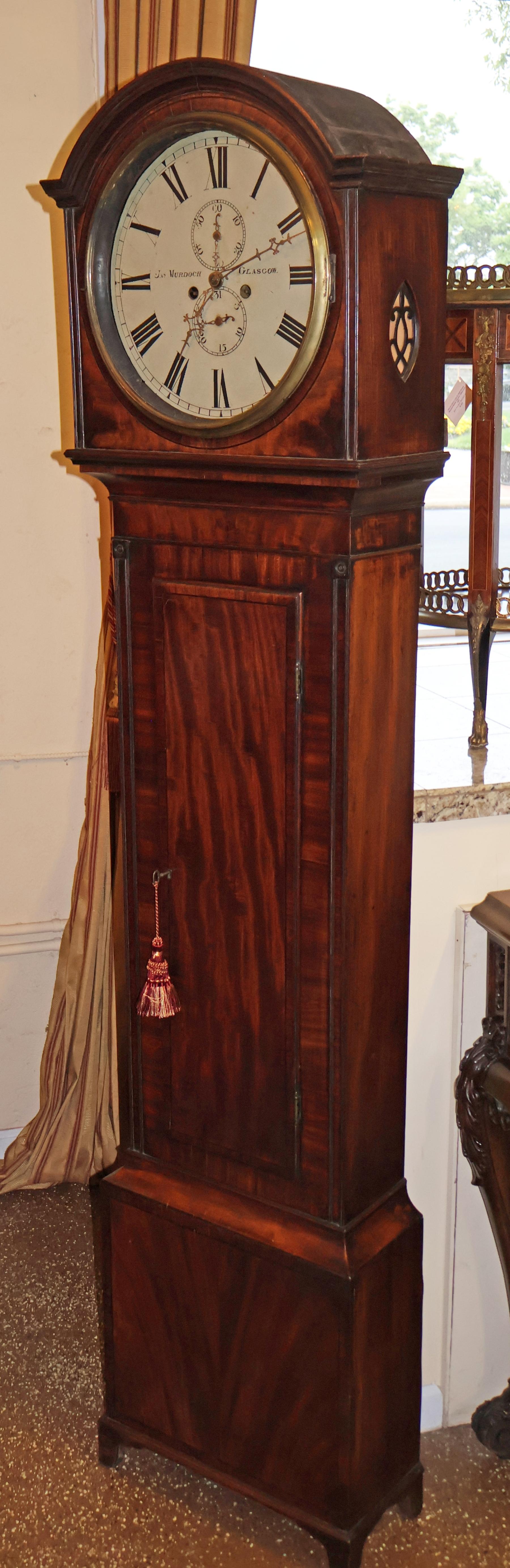 Early 19th Century Scottish Drumhead Tall Case Grandfather Clock Circa 1830

Dimensions : 82.5