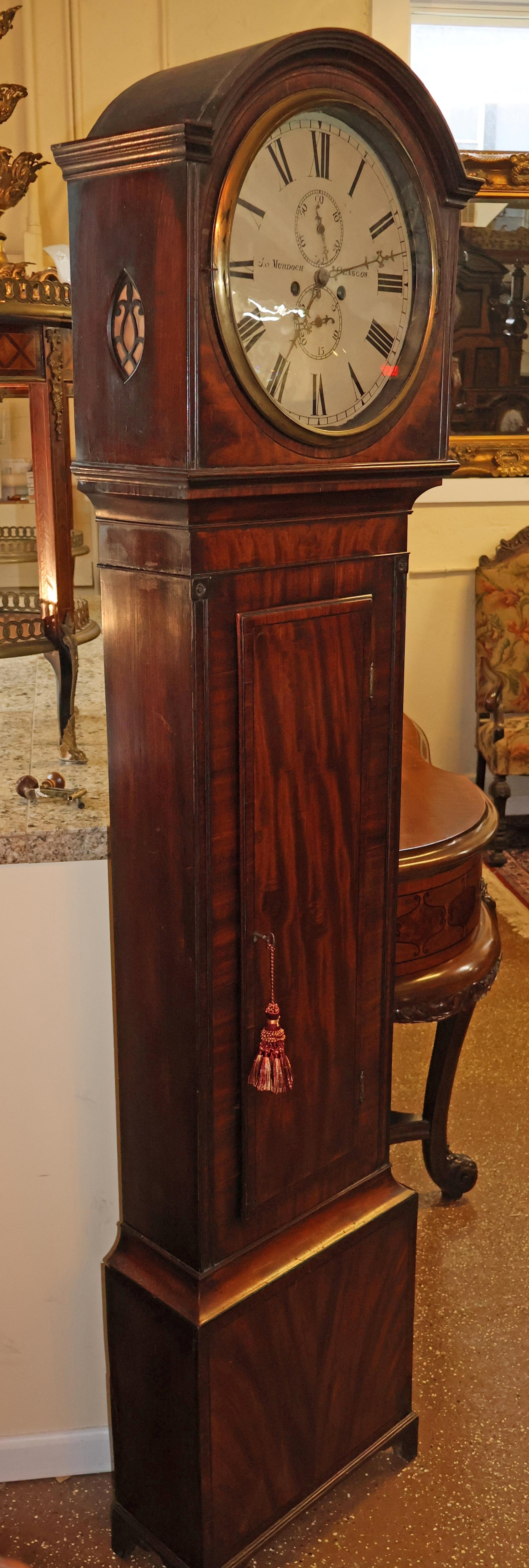 Early 19th Century Scottish Drumhead Tall Case Grandfather Clock Circa 1830 For Sale 2