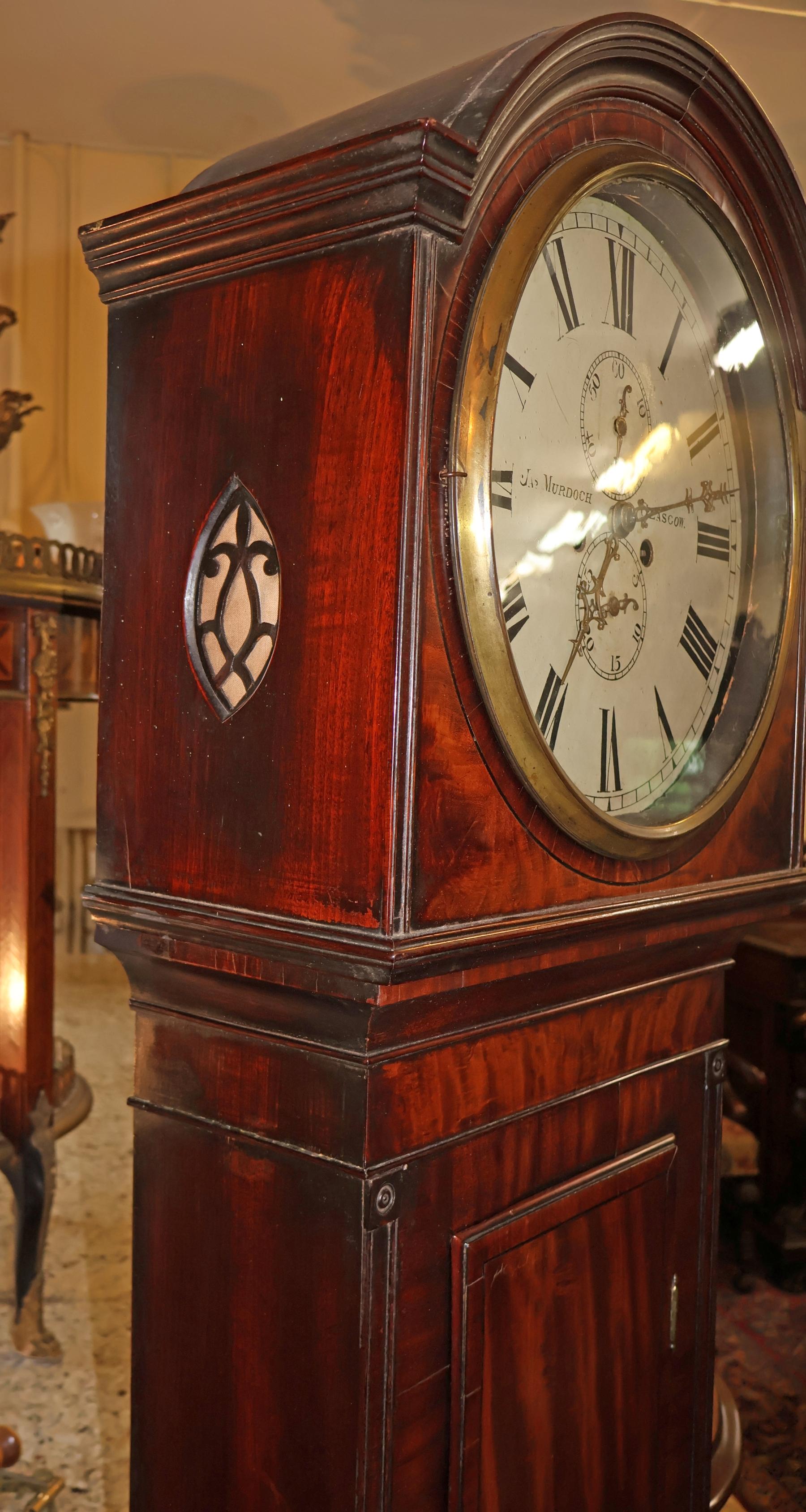 Early 19th Century Scottish Drumhead Tall Case Grandfather Clock Circa 1830 For Sale 3