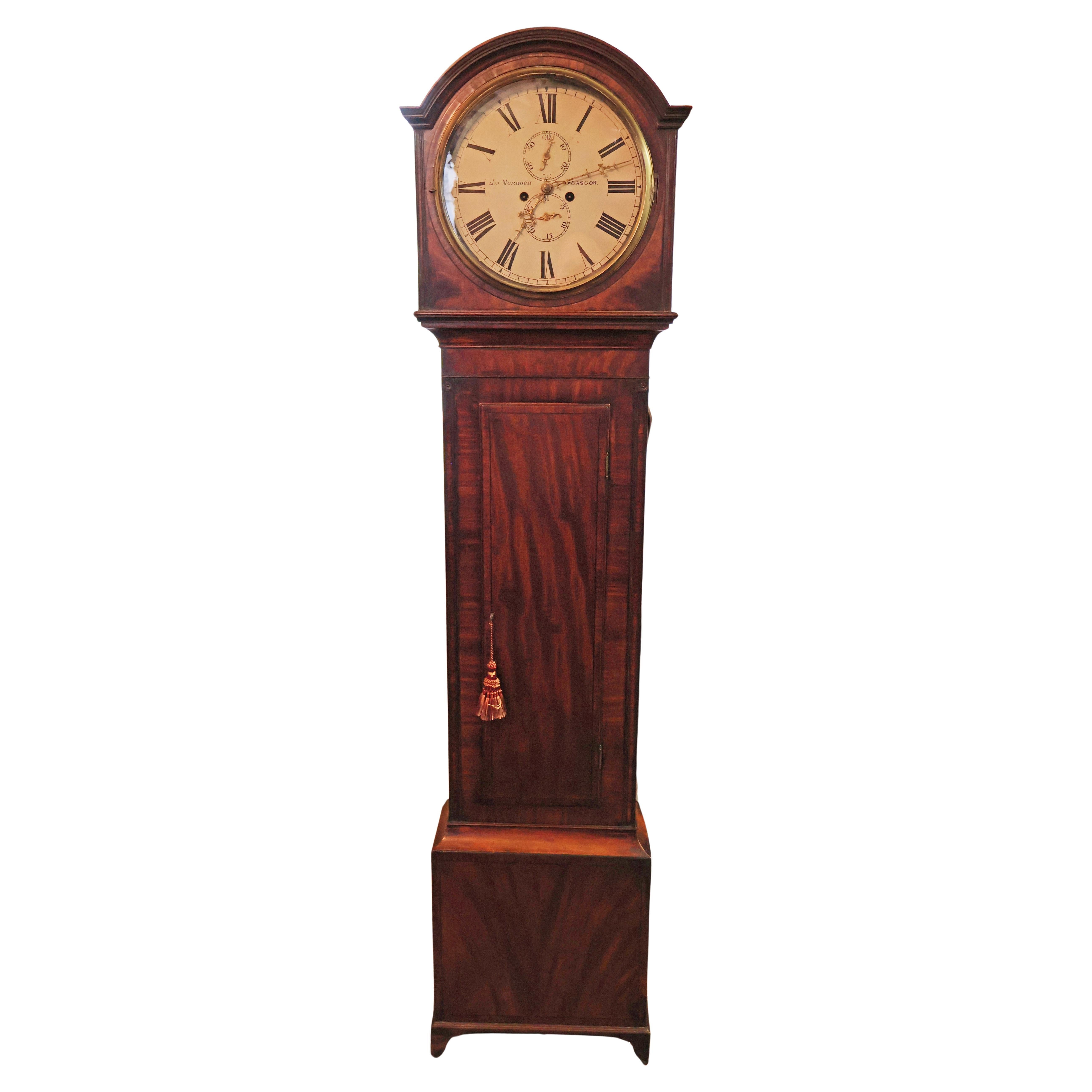 Early 19th Century Scottish Drumhead Tall Case Grandfather Clock Circa 1830 For Sale