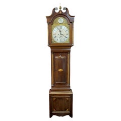 Early 19th Century Scottish Mahogany Longcase Clock with Arched Brass Dial
