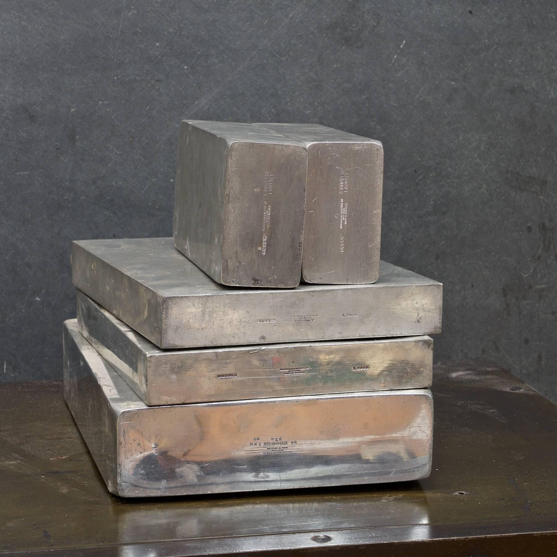 Early 19th Century English Pewter Travel Slab Flasks Prohibition Gustavian Style For Sale 2