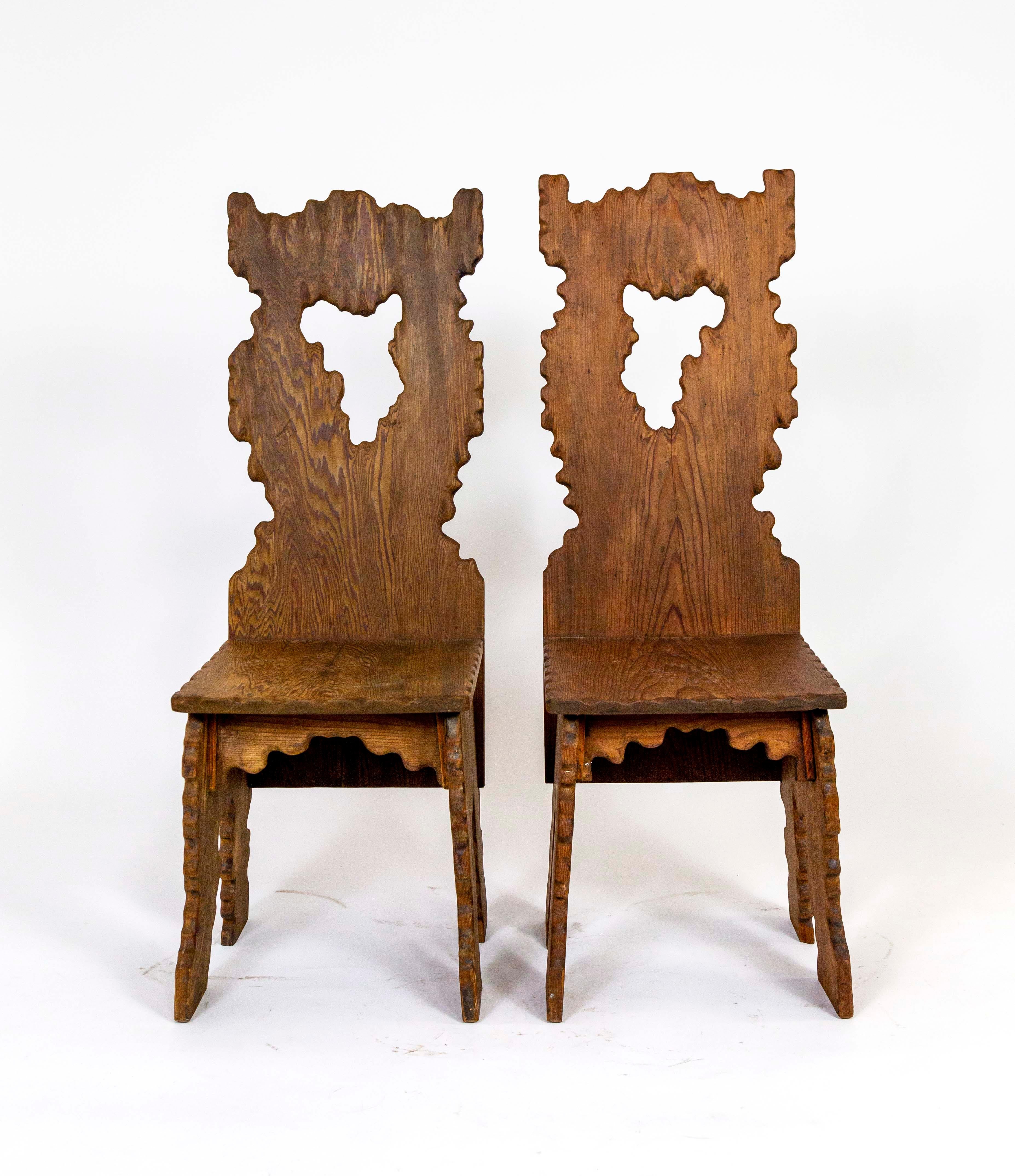 Early 20th Century Sculptural One of a Kind Hand Crafted Fir. Chairs For Sale 7