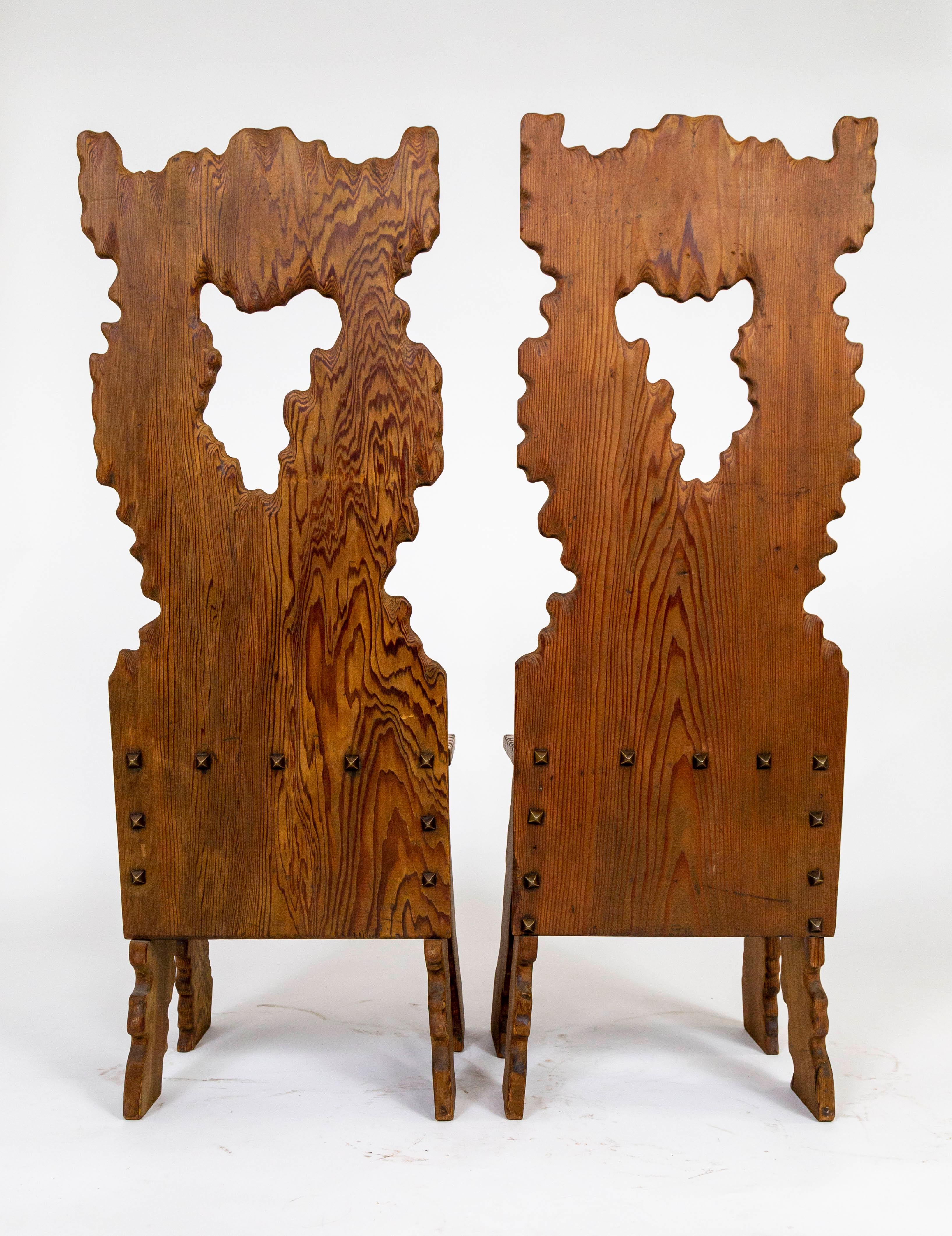 Early 20th Century Sculptural One of a Kind Hand Crafted Fir. Chairs For Sale 11