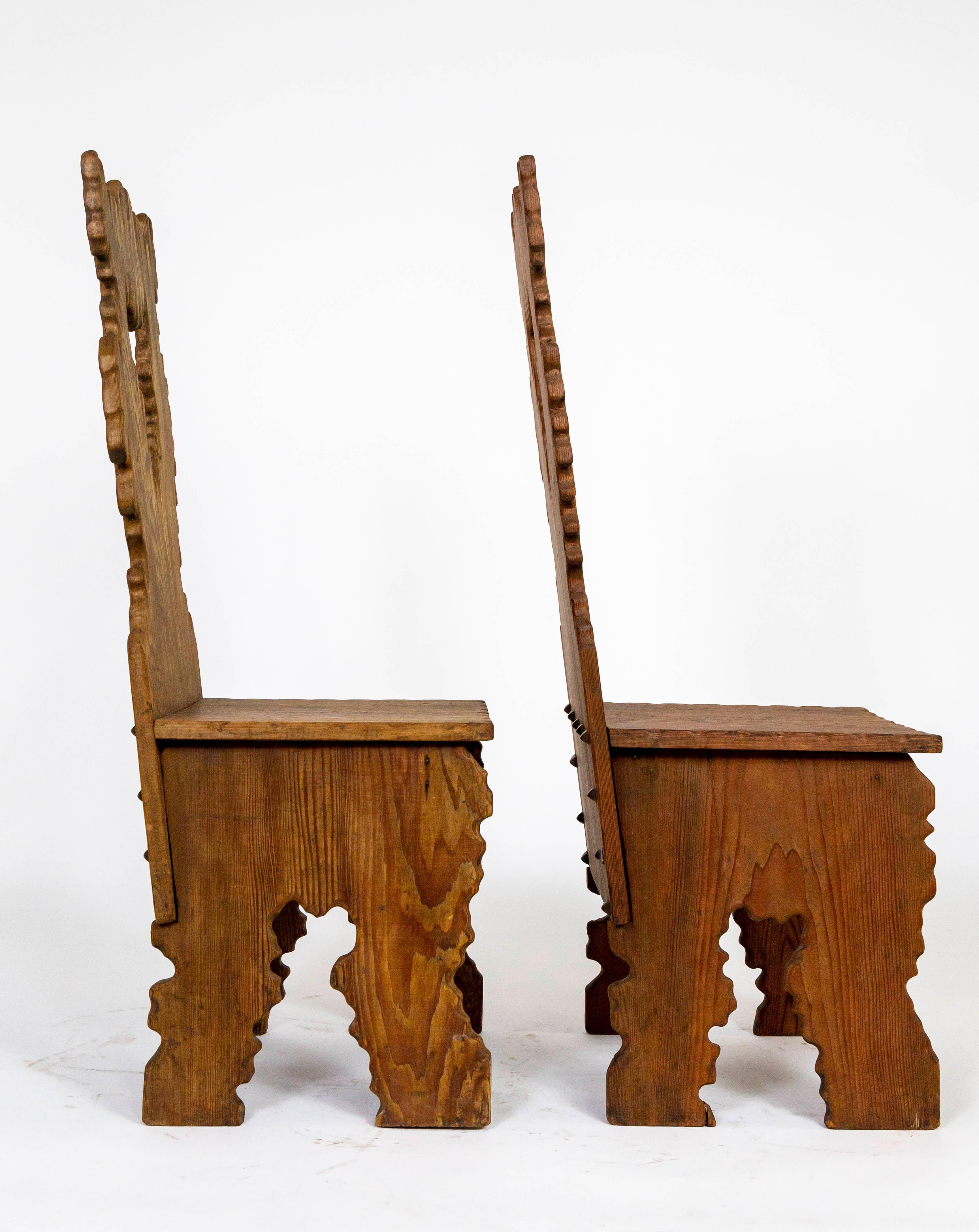 Early 20th Century Sculptural One of a Kind Hand Crafted Fir. Chairs For Sale 13