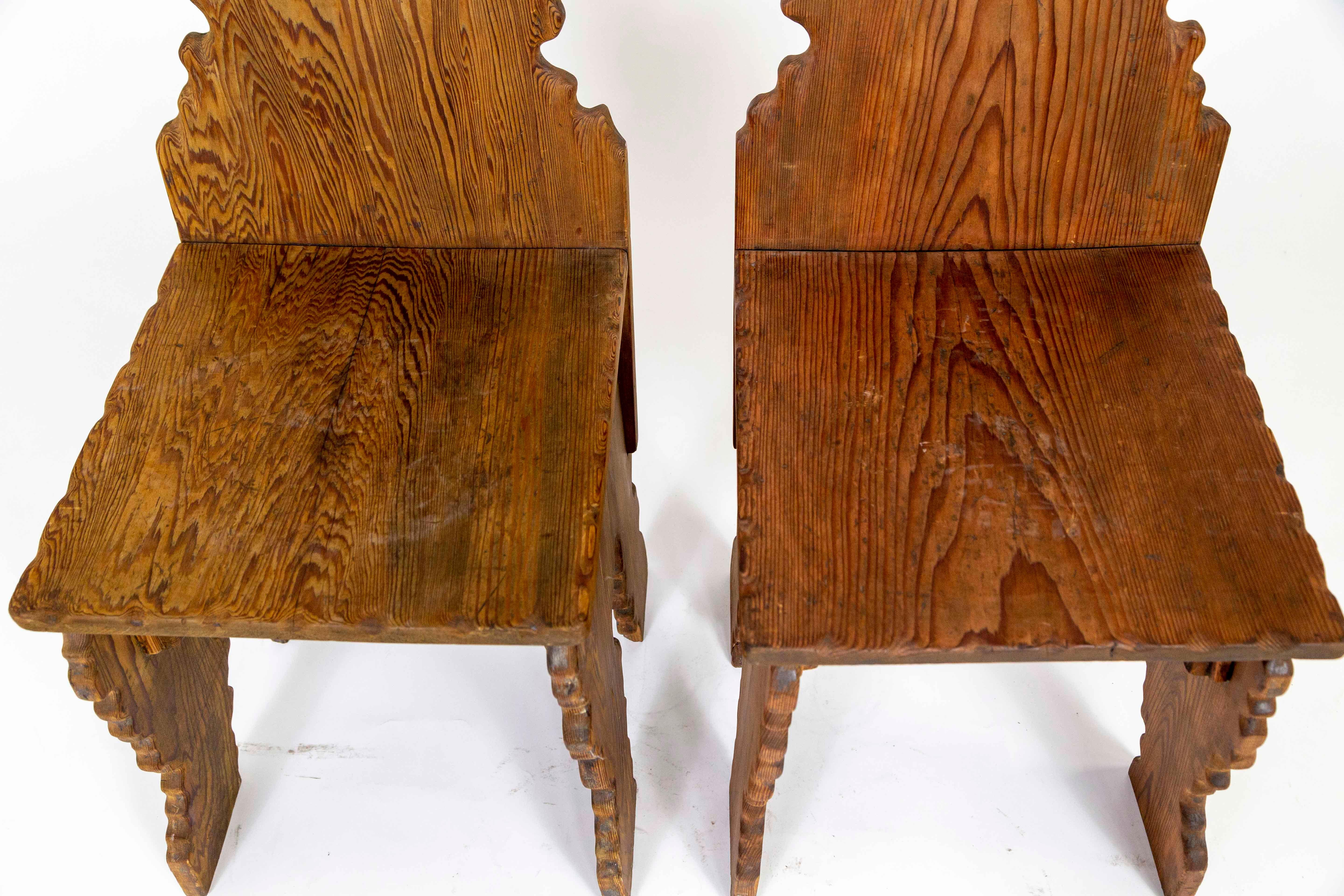 American Early 20th Century Sculptural One of a Kind Hand Crafted Fir. Chairs For Sale