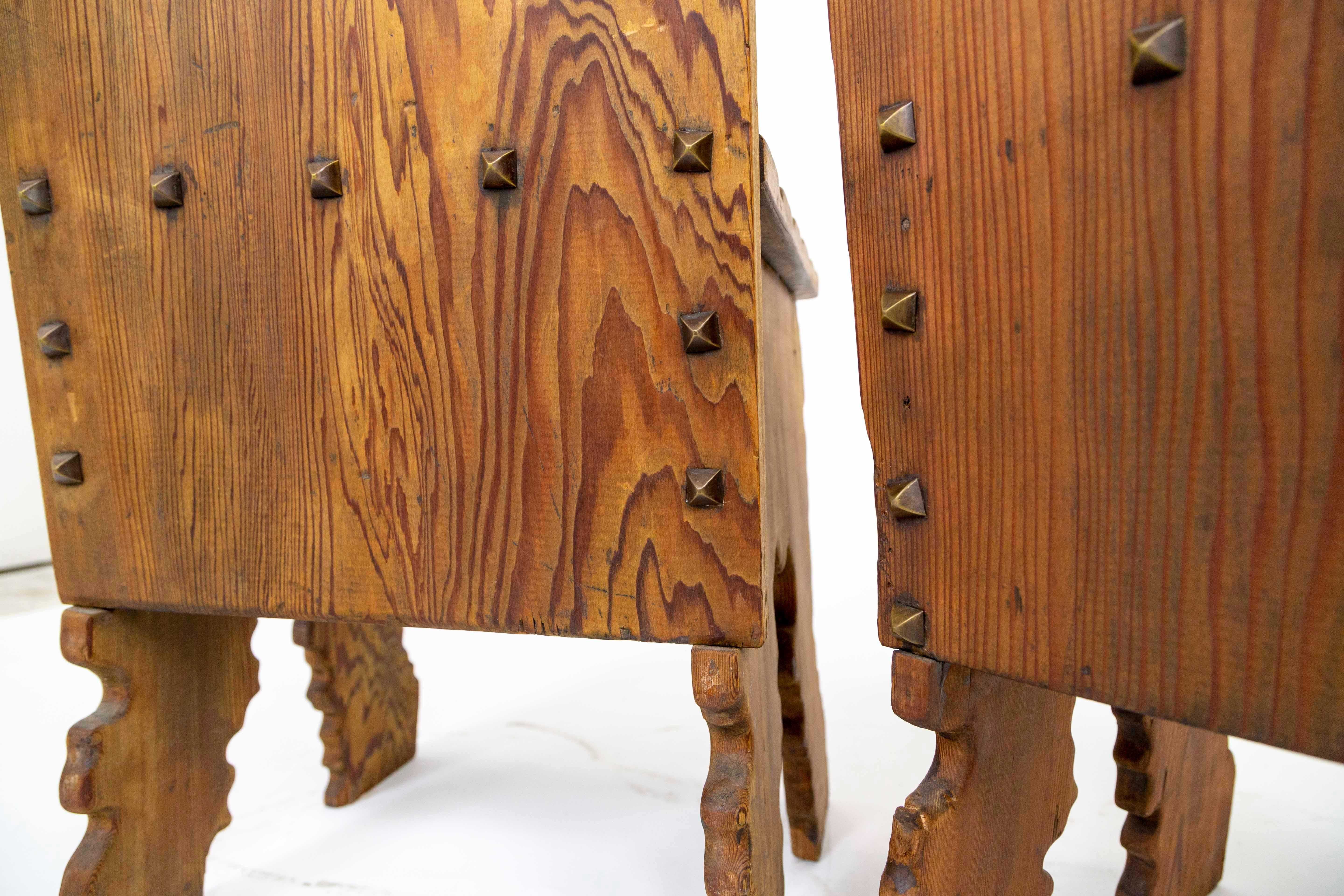 Wood Early 20th Century Sculptural One of a Kind Hand Crafted Fir. Chairs For Sale