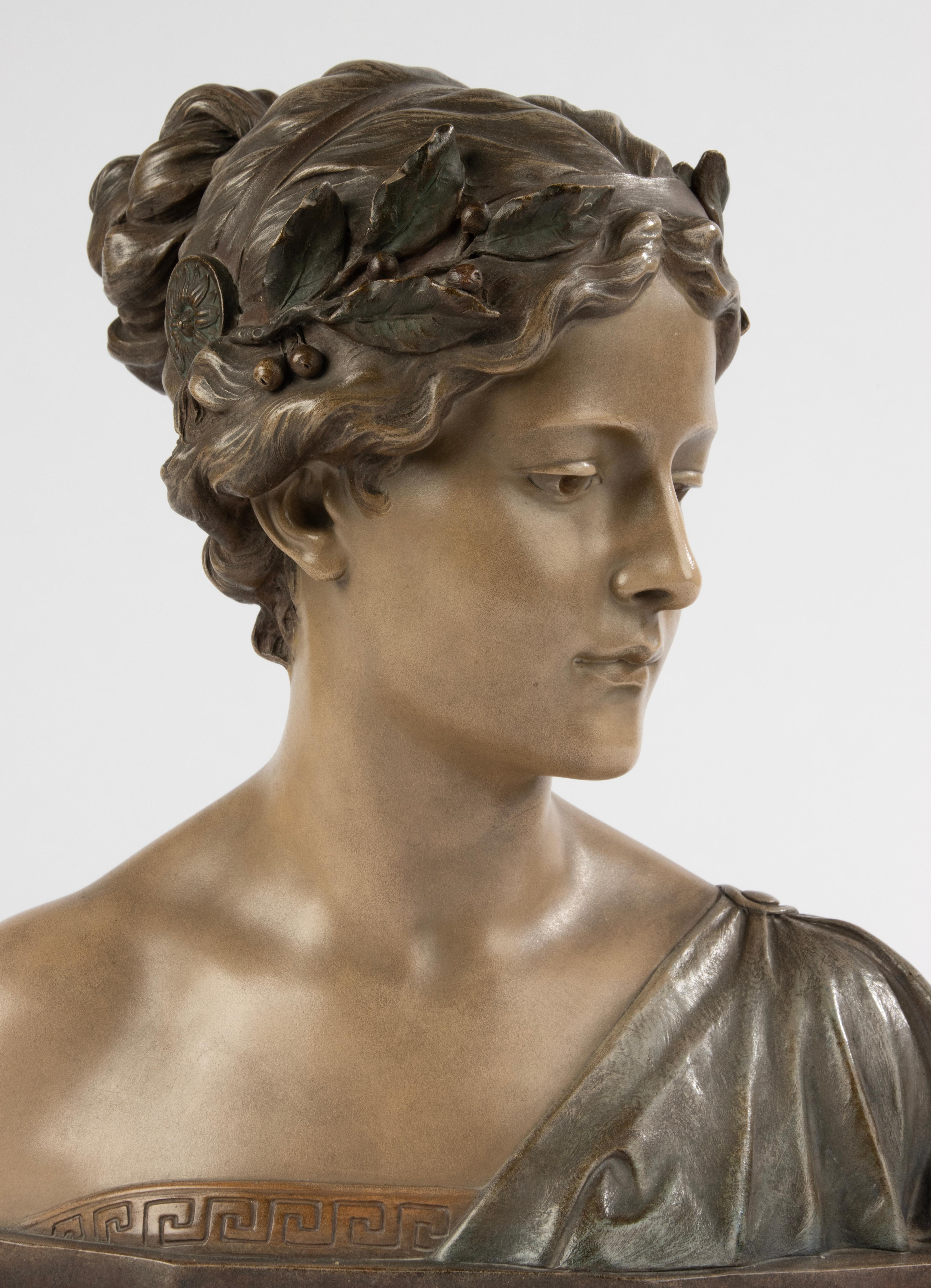 Art Nouveau Early 19th Century Sculpture - Sappho - Terracotta by Reps & Trinte Gesetzl