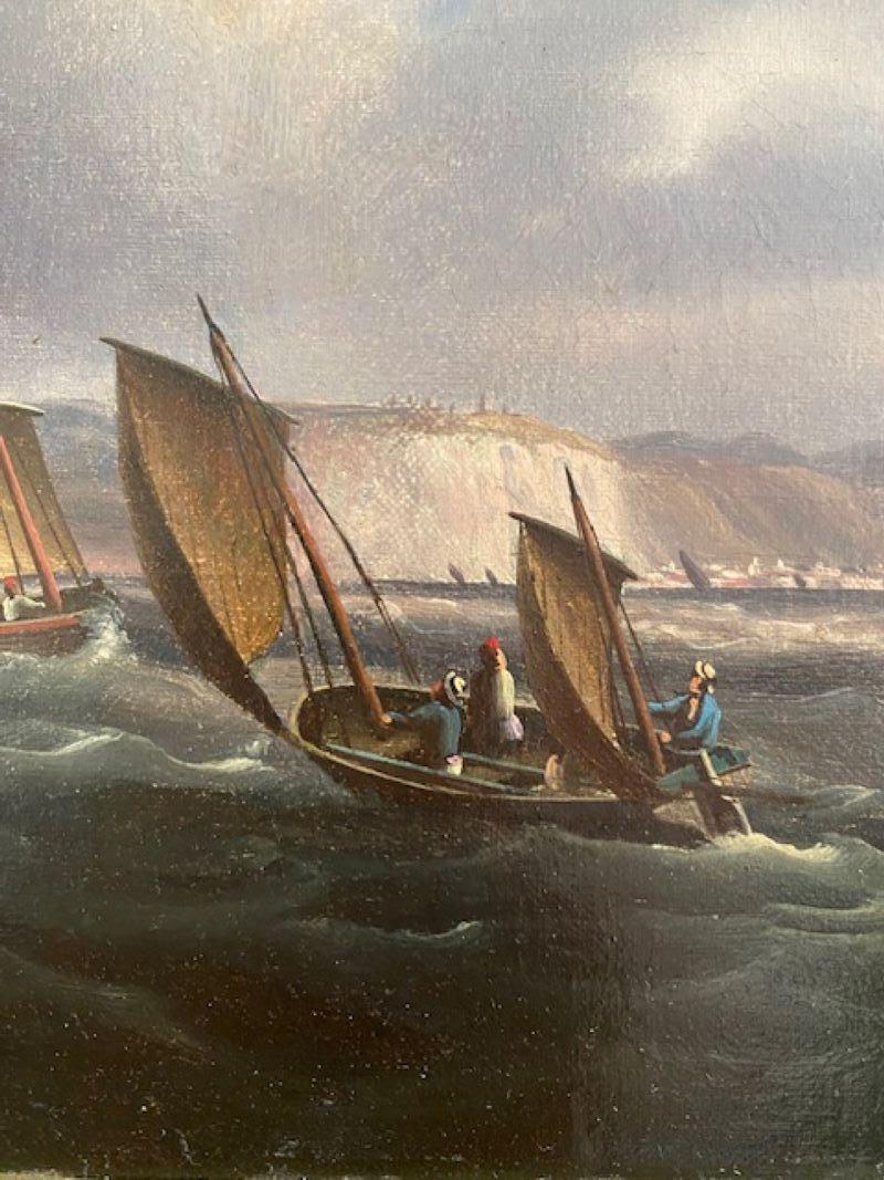 Dipinto a mano Early 19th Century Seascape by Thomas Buttersworth (1768-1842), circa 1820 in vendita