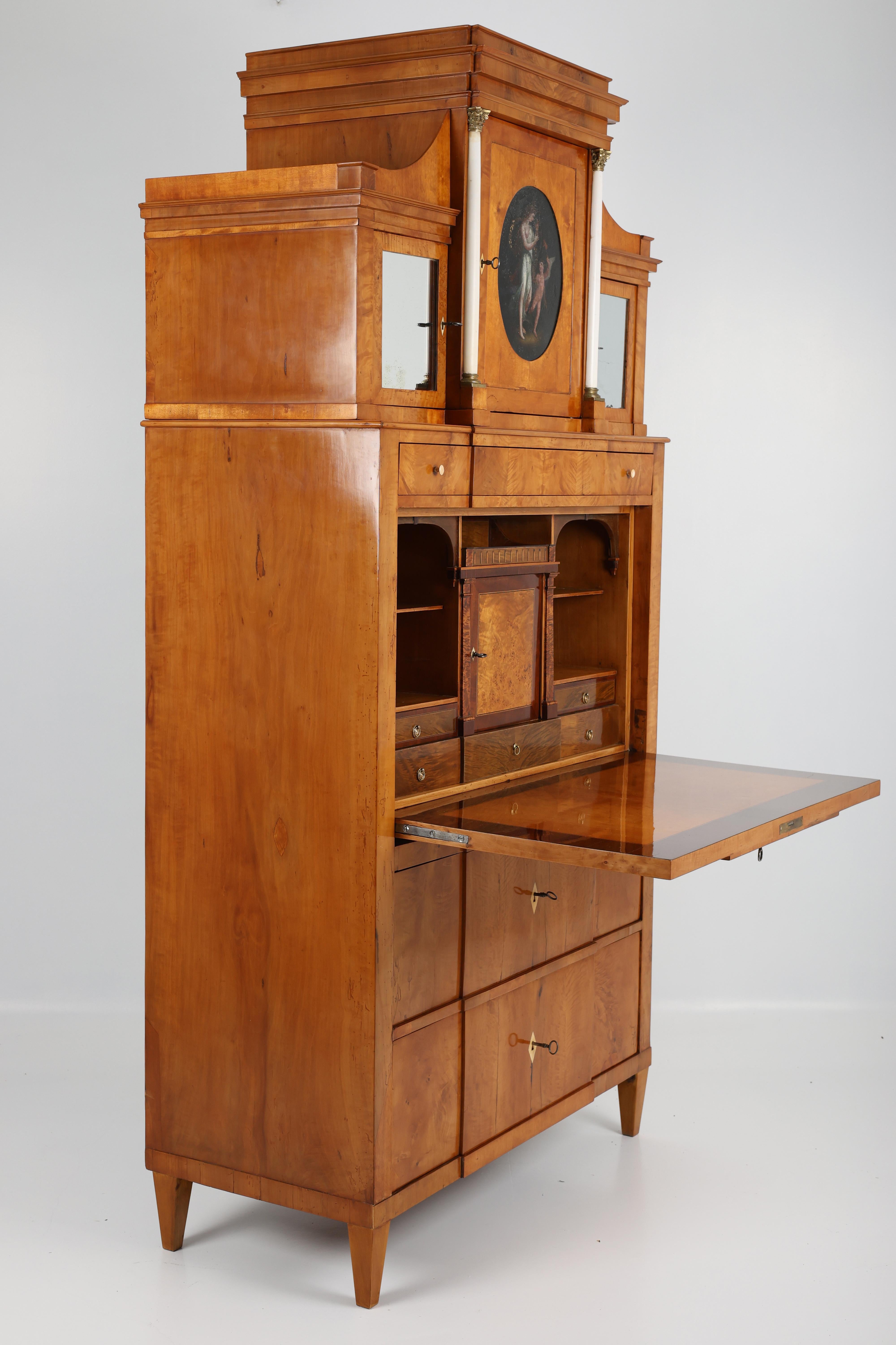 Early 19th Century Secretary, Birch and Birch burl veneered For Sale 5