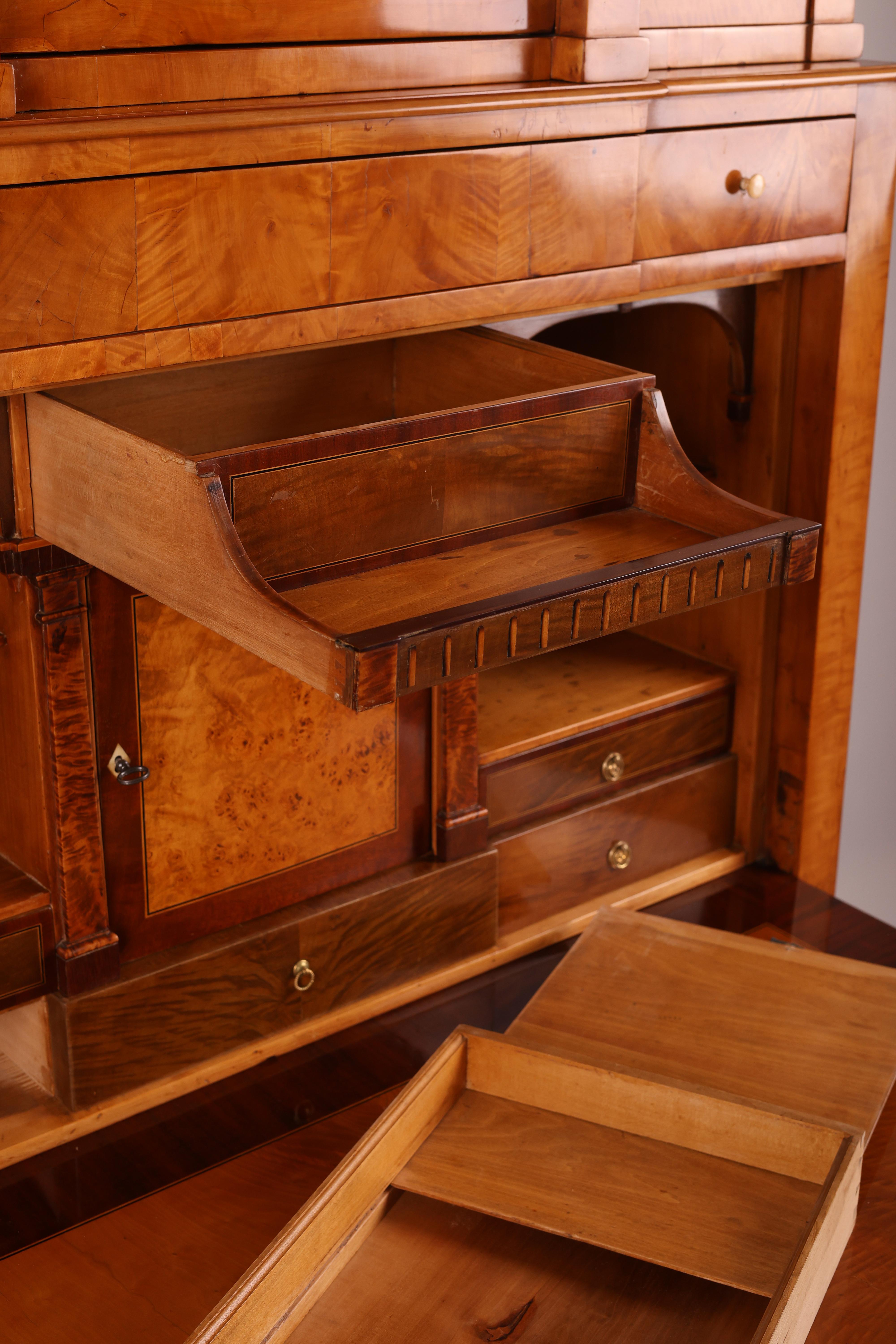 Early 19th Century Secretary, Birch and Birch burl veneered For Sale 8
