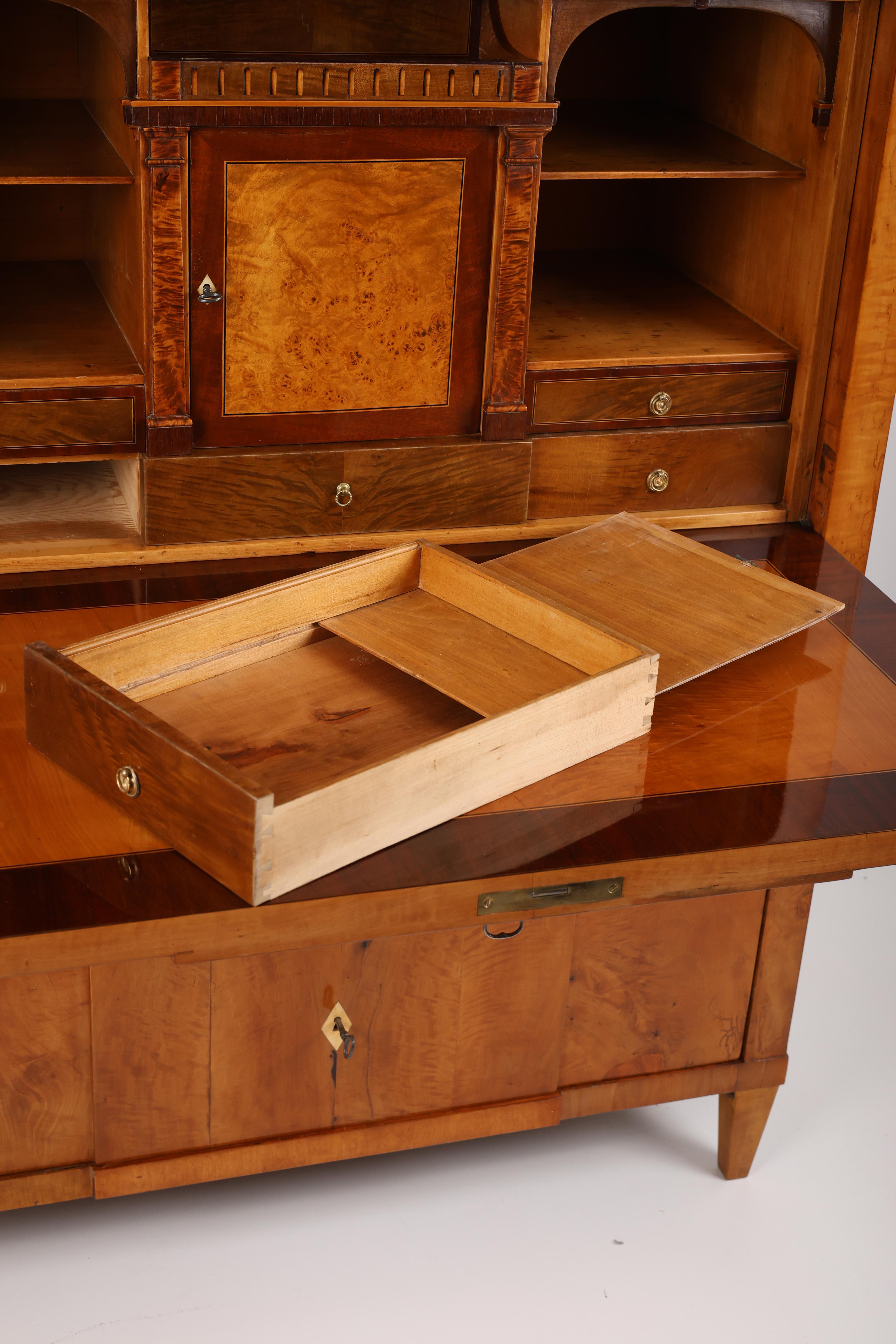 Early 19th Century Secretary, Birch and Birch burl veneered For Sale 9