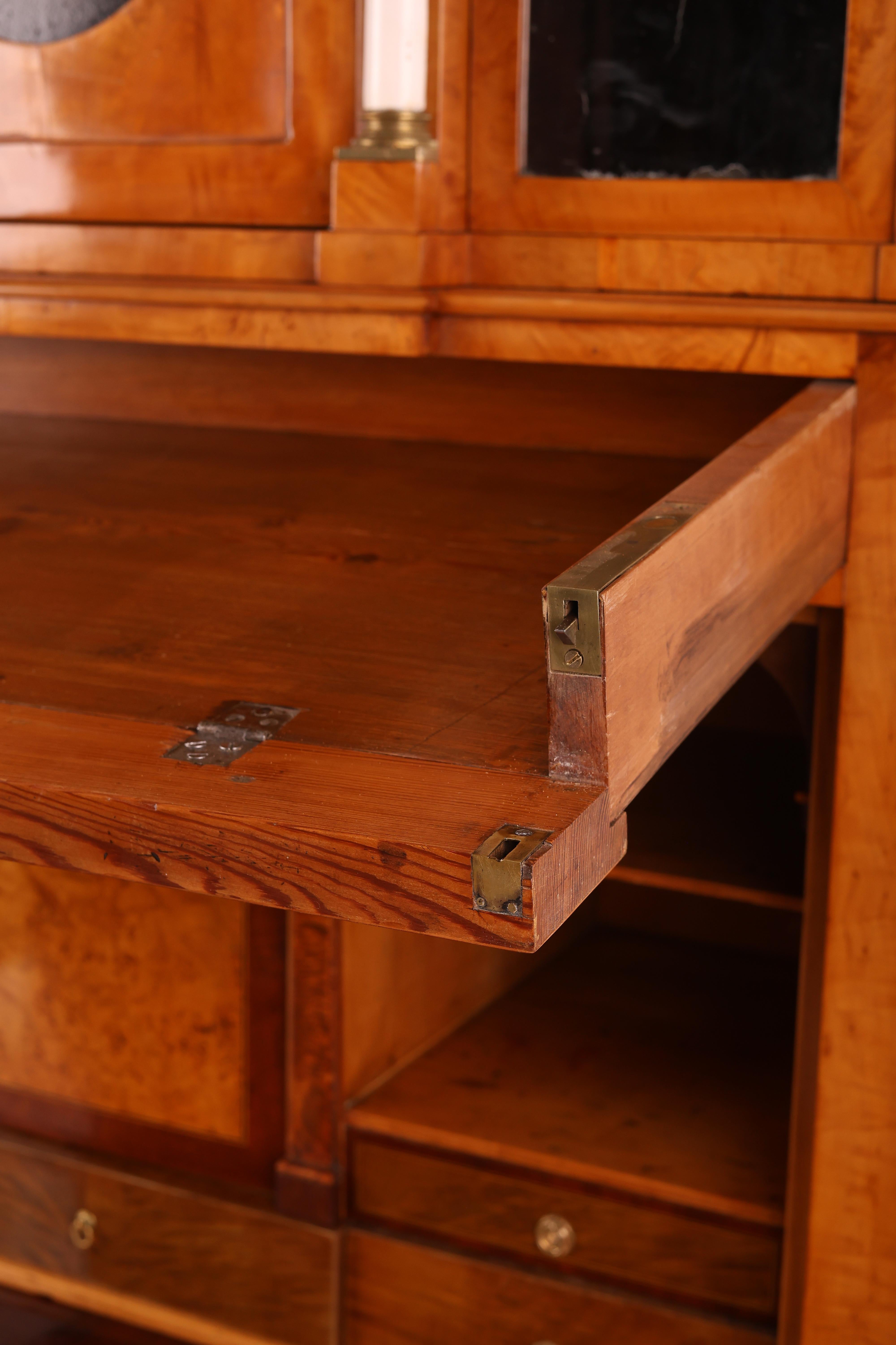 Early 19th Century Secretary, Birch and Birch burl veneered For Sale 10