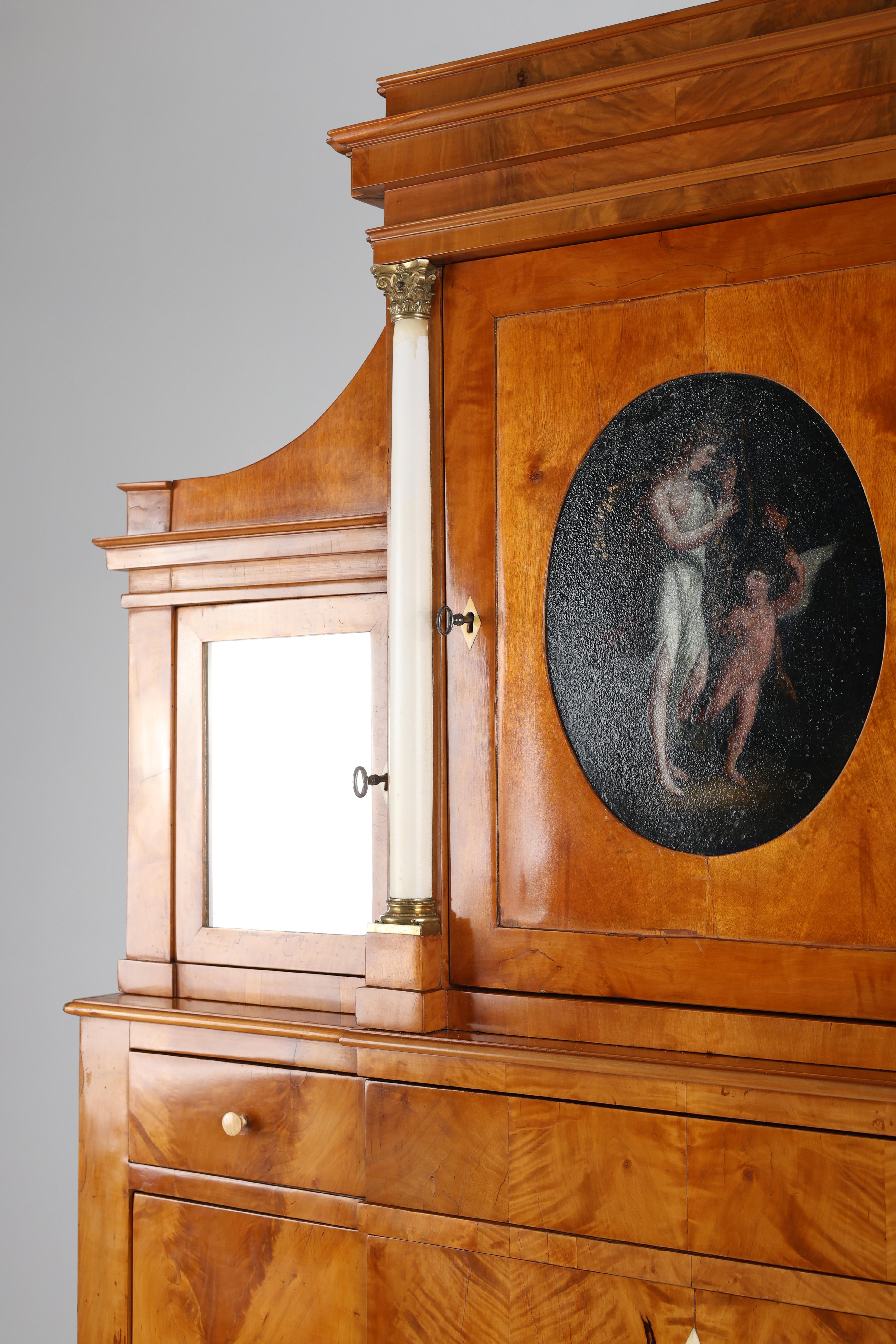 Early 19th Century Secretary, Birch and Birch burl veneered For Sale 14