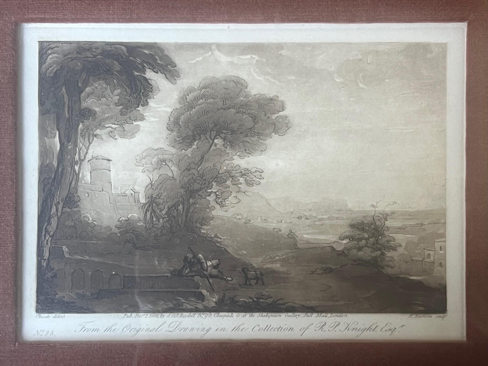 Early 19th Century Sepia Mezzotint Engravings of Works of Claude Lorraine- Set o For Sale 10