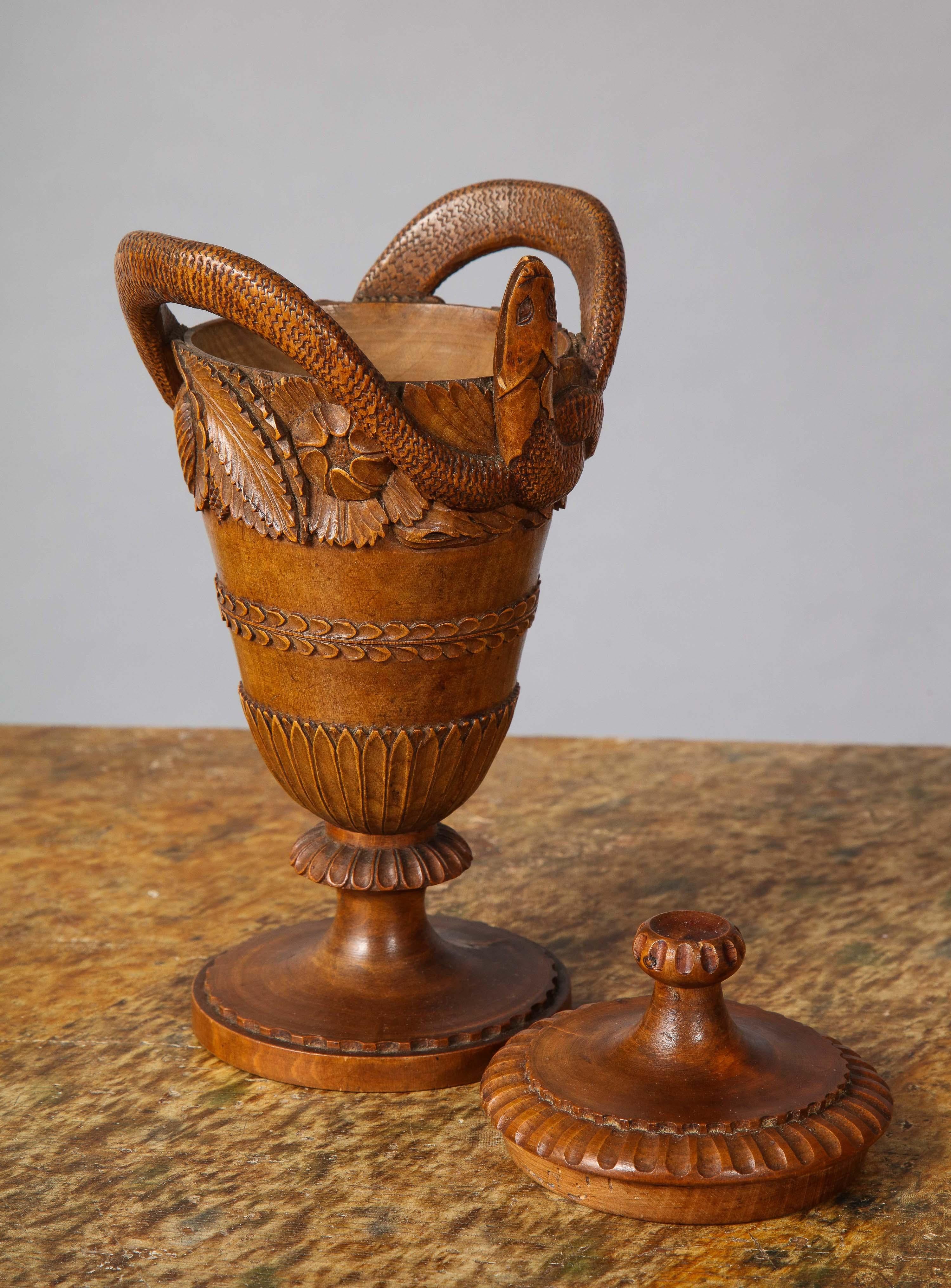 Early 19th Century Serpent Handled Treen Urn 1