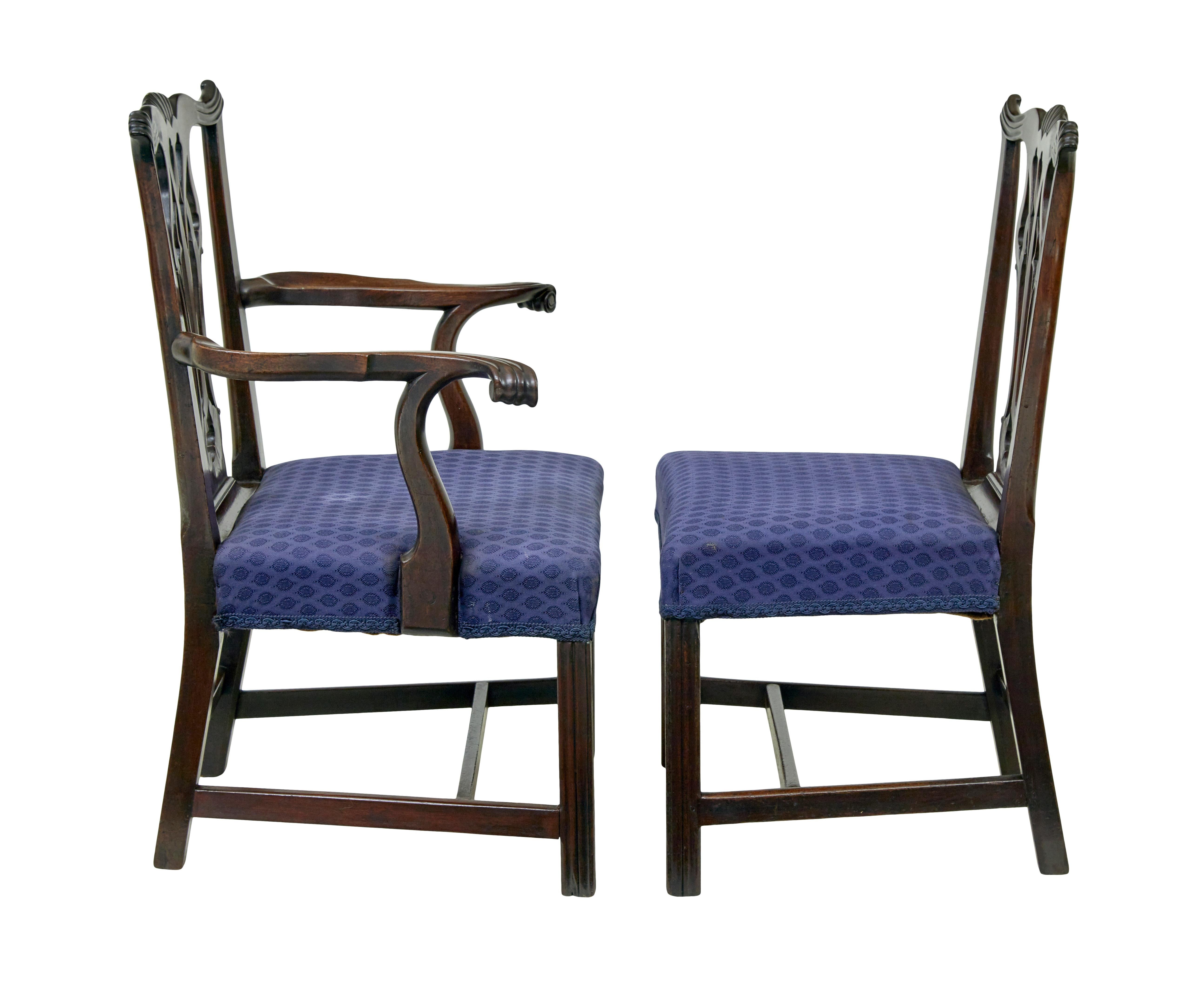 Early 19th century set of 10 Chippendale design dining chairs In Good Condition For Sale In Debenham, Suffolk