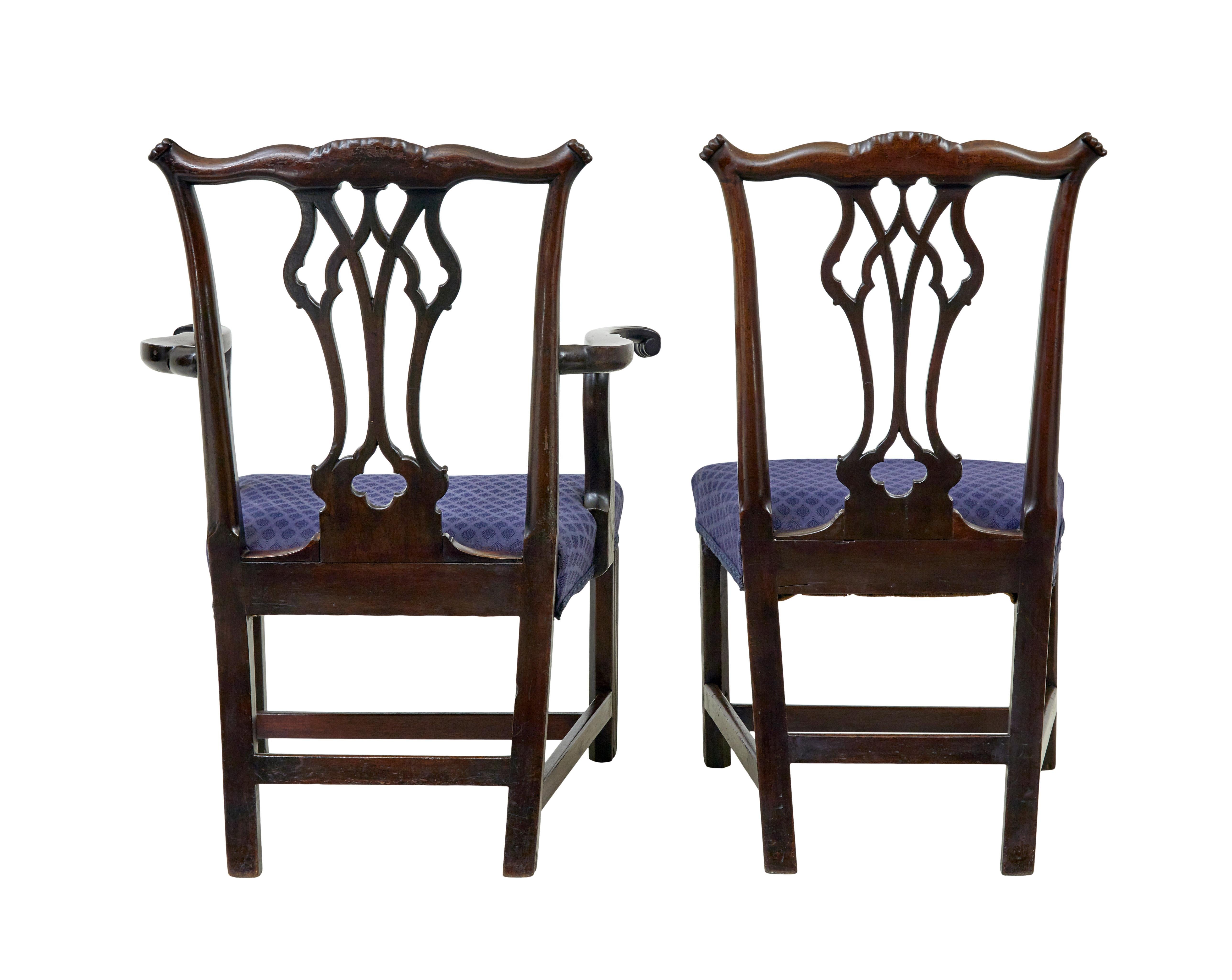 19th Century Early 19th century set of 10 Chippendale design dining chairs For Sale