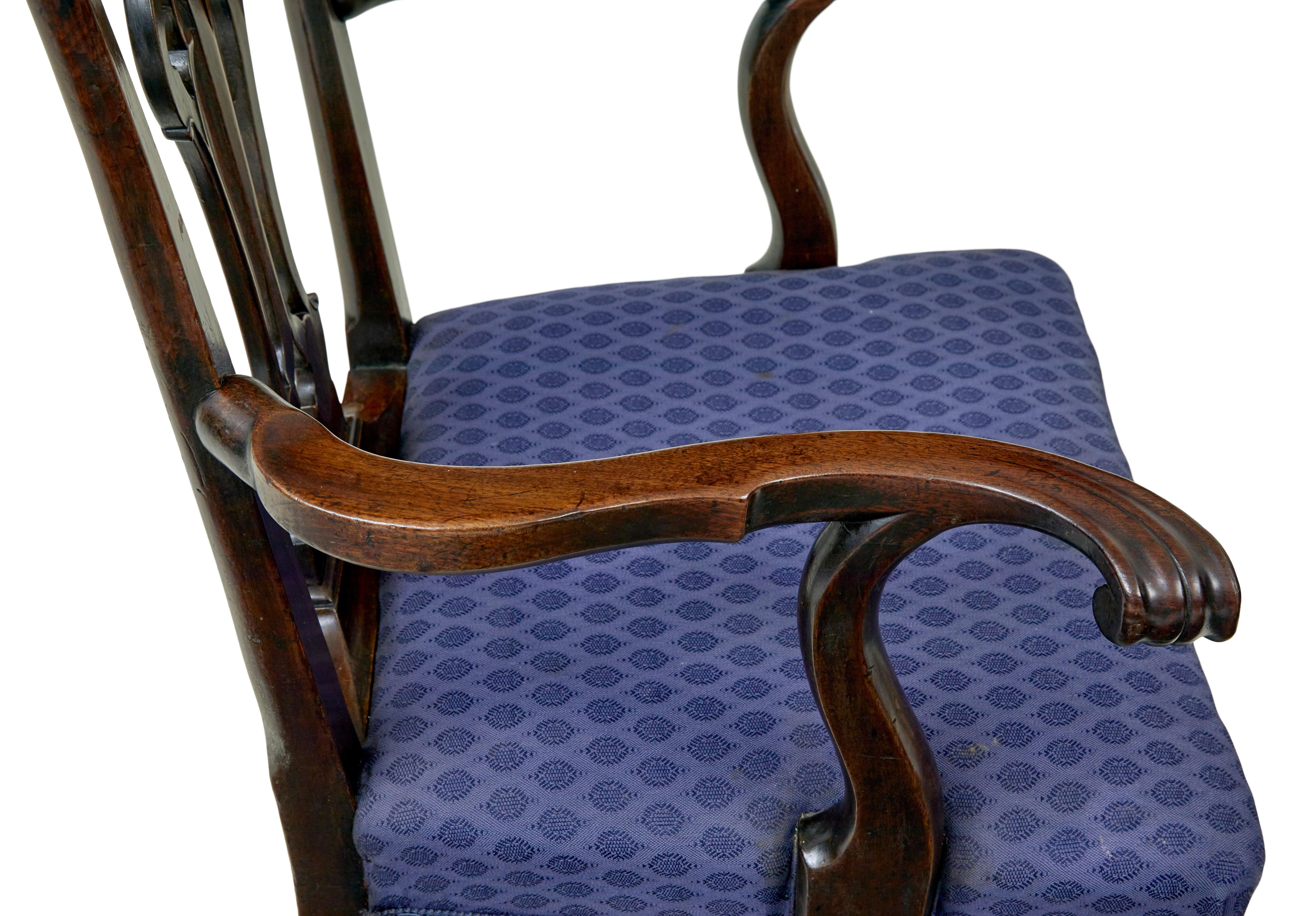 Fabric Early 19th century set of 10 Chippendale design dining chairs For Sale