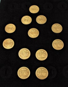 Early 19th Century Set of 12 Brass Gilt Hunting Buttons by Firmin & Langdale