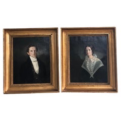 Early 19th century Set of 2 Portrait Oil Paintings of a Swedish Couple