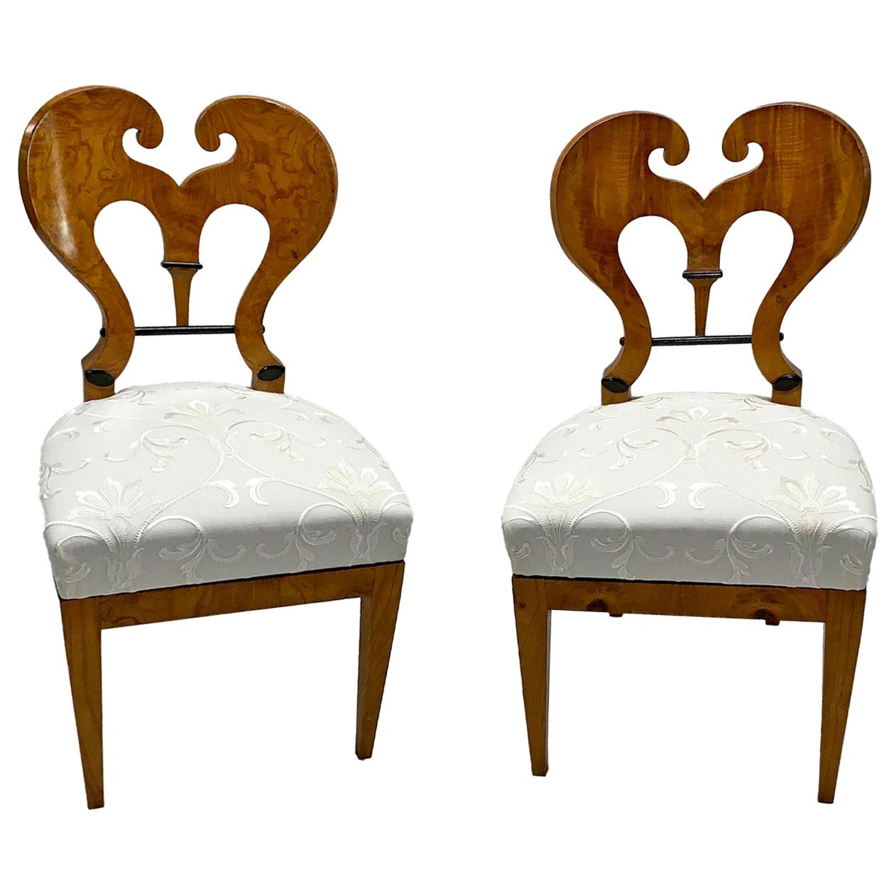 Early 19th Century Set of 4 Austrian Biedermeier Chairs For Sale